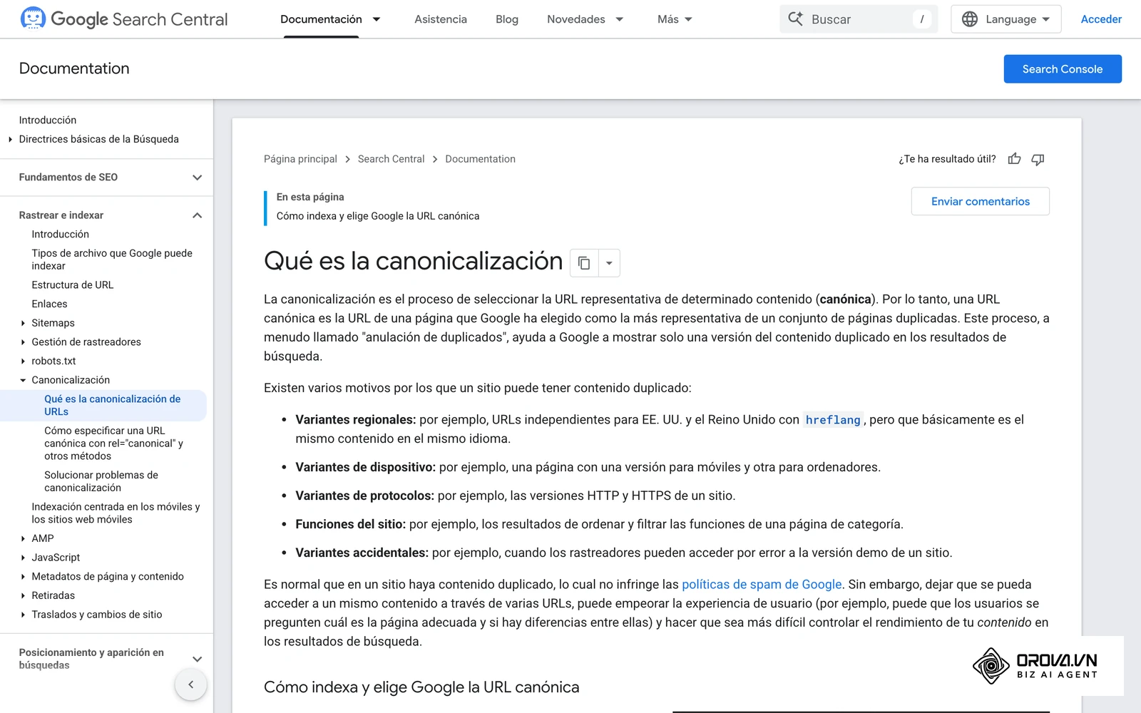 Documentación oficial de Google sobre cómo elige la URL canónica entre páginas duplicadas o muy similares.
