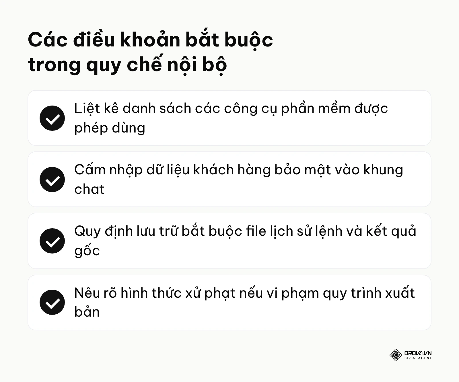 Danh sách các điều khoản thiết yếu cần có trong quy chế sử dụng trí tuệ nhân tạo