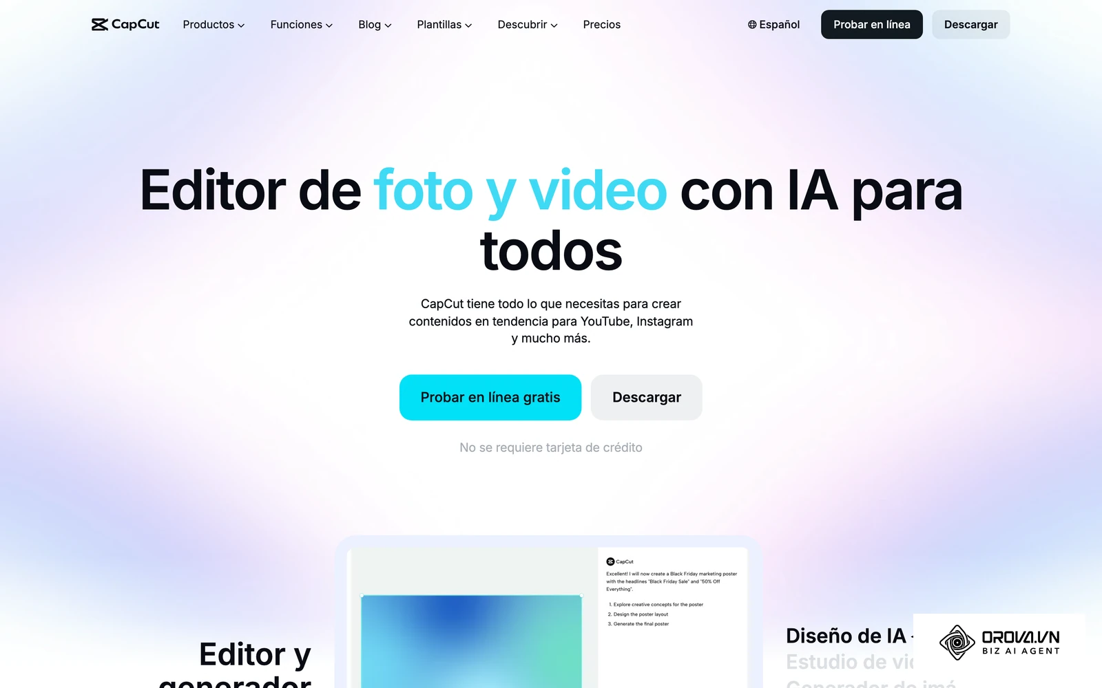 Editor de video que muchas pequeñas empresas usan para montar videos verticales desde el móvil o el ordenador.