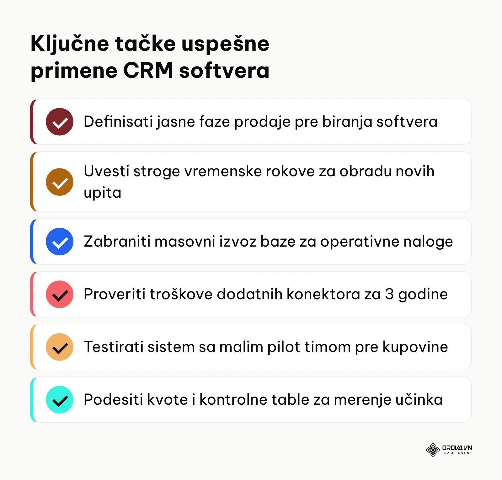 Spisak ključnih preporuka za bezbedan i isplativ izbor i primenu CRM sistema u preduzeću.