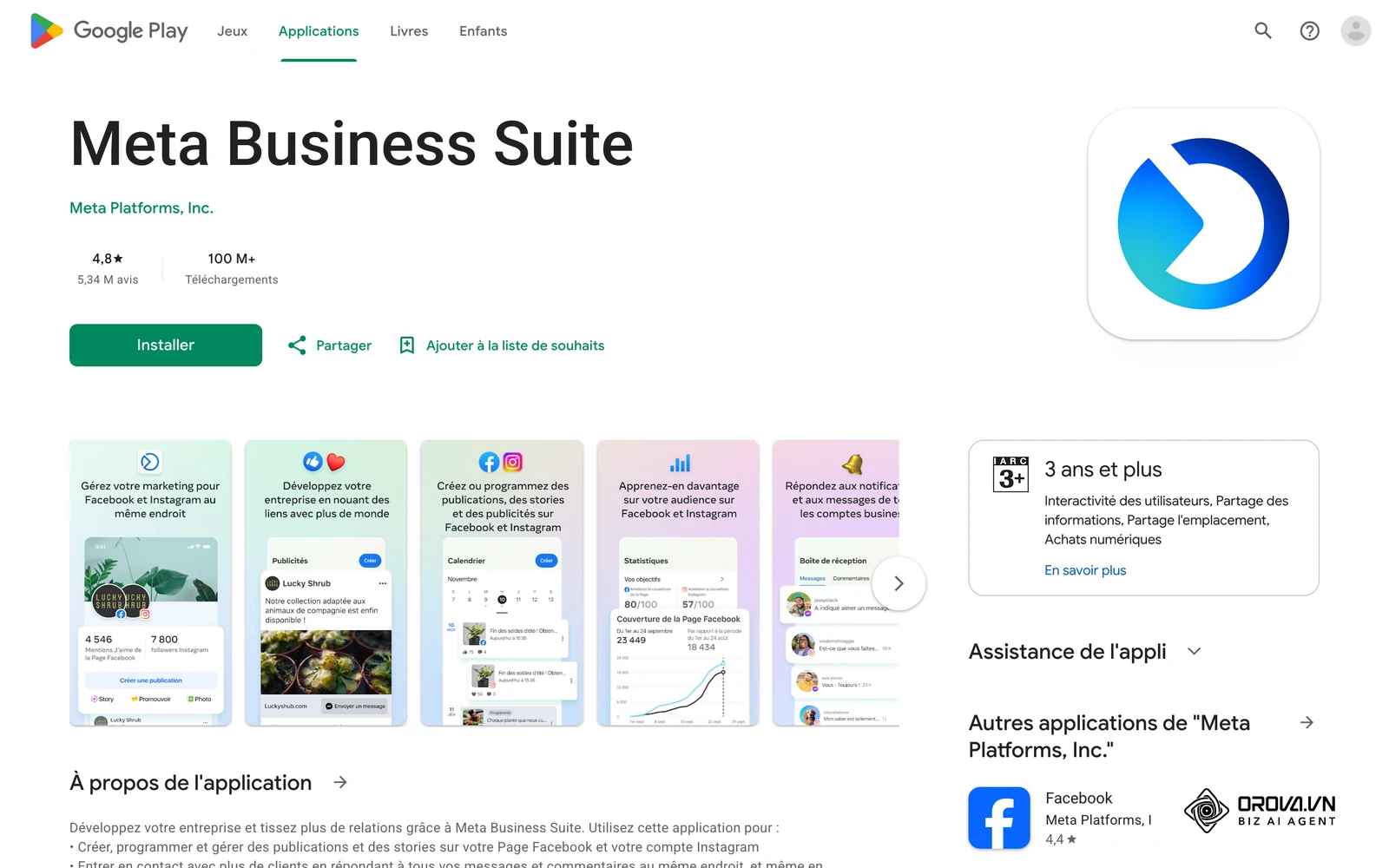 L'application mobile Meta Business Suite permet de gérer son calendrier à distance.