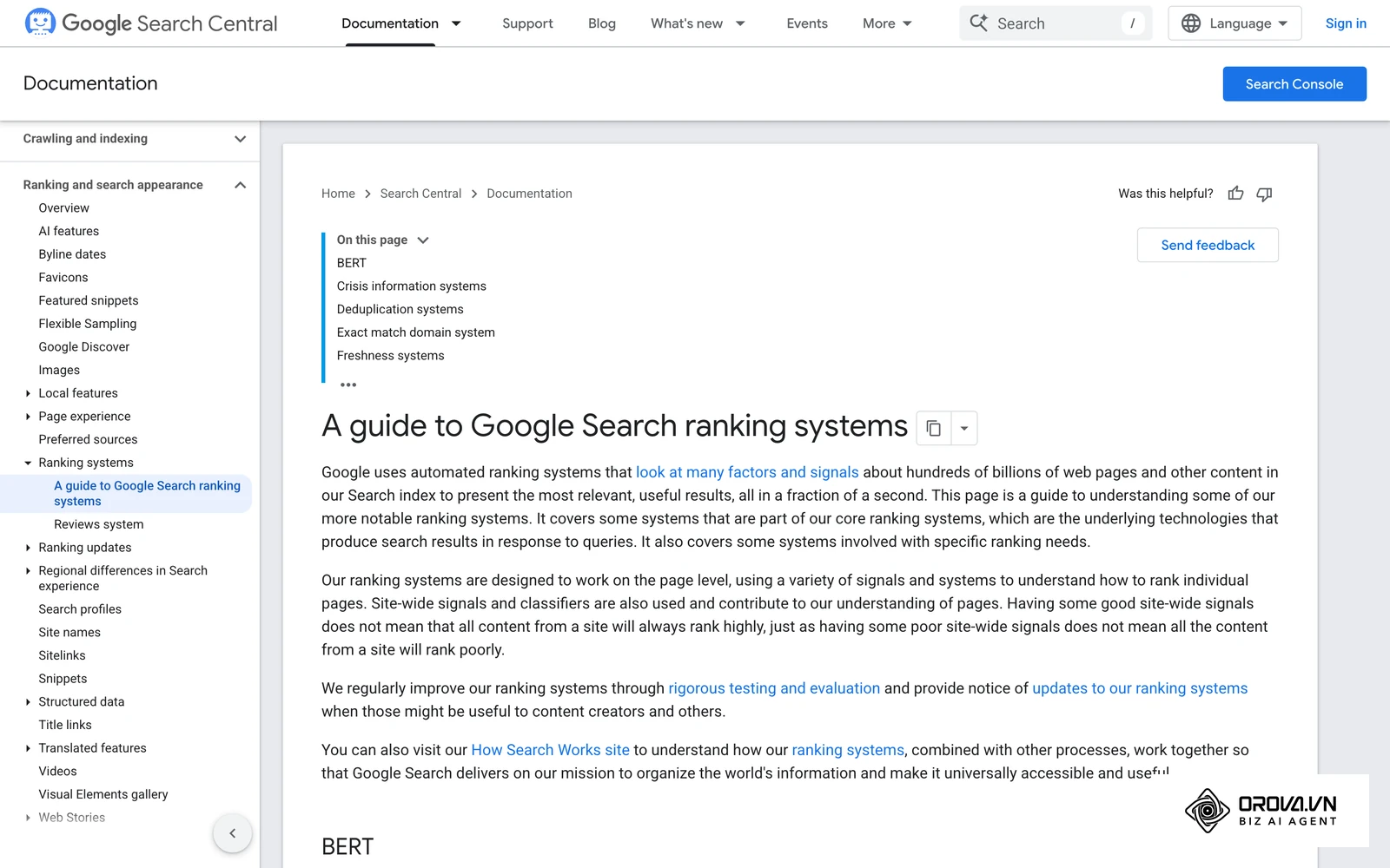 ຄູ່ມືລະບົບຈັດອັນດັບທີ່ Google ເປີດເຜີຍຢ່າງເປັນທາງການໃນ Search Central ເຊິ່ງໃຊ້ທຽບກັບສິ່ງທີ່ເອກະສານຮົ່ວໄຫຼສະແດງ