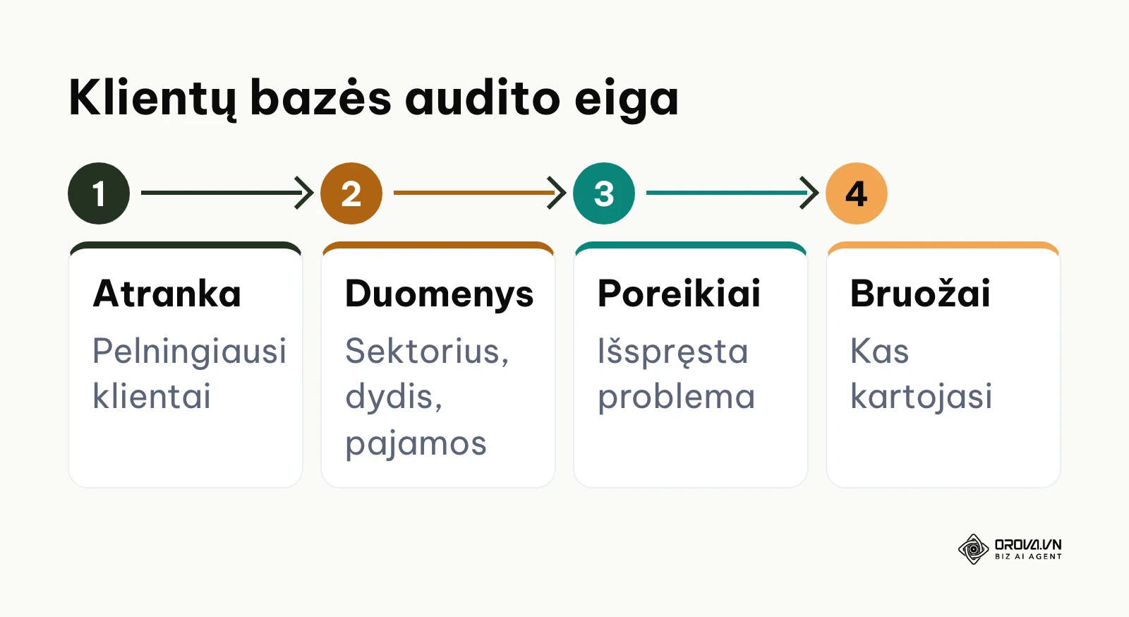 Klientų bazės audito 4 žingsnių schema