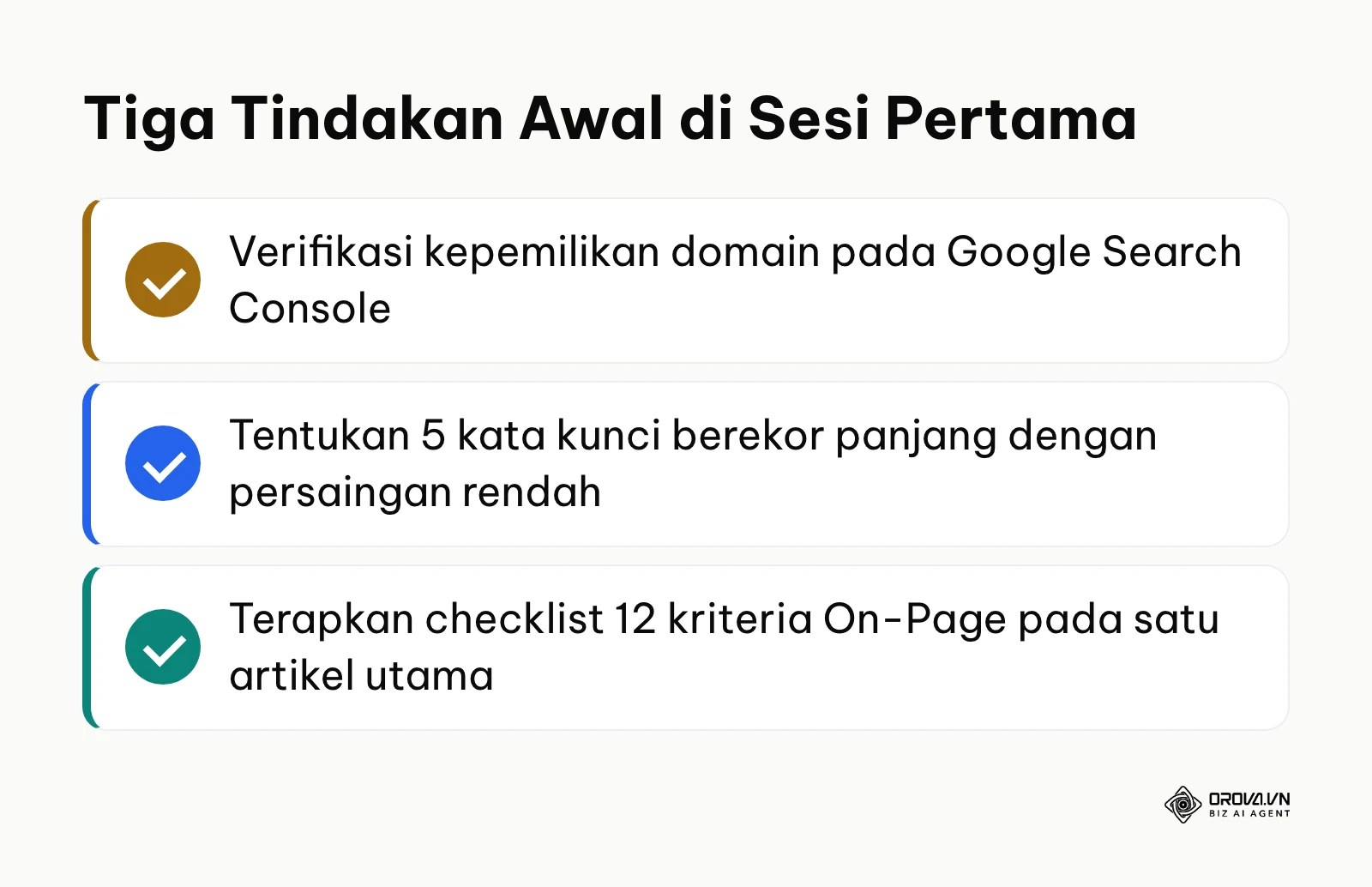 Daftar periksa tindakan praktis di sesi kerja pertama optimasi SEO
