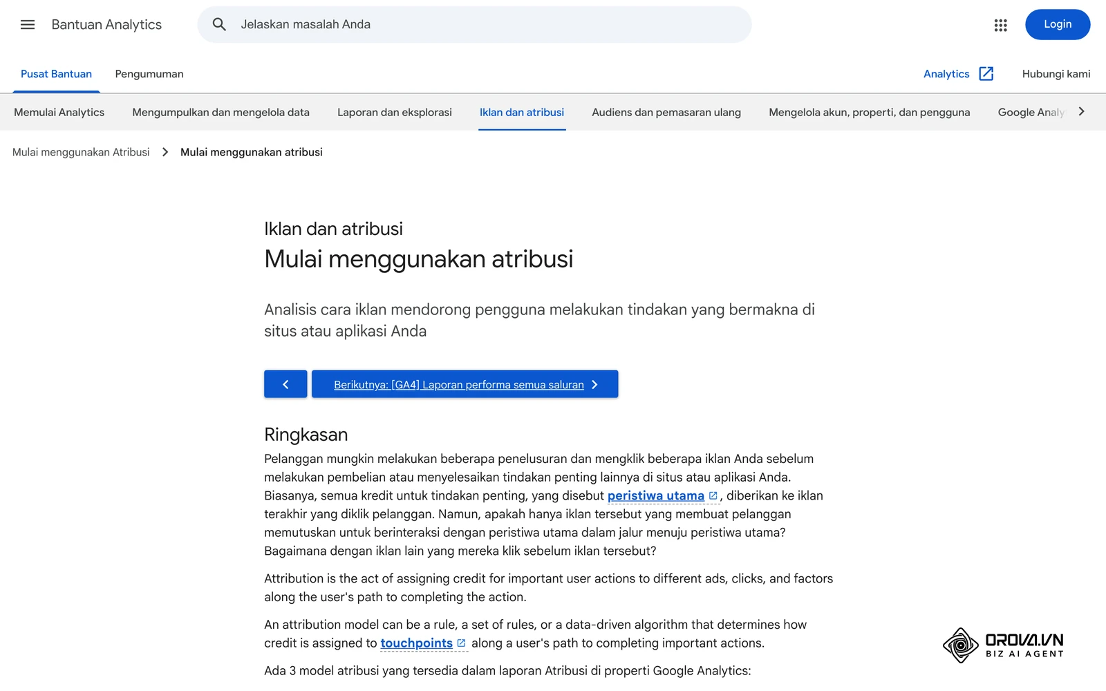 Bantuan Google Analytics: model atribusi dan periode lihat balik konversi di GA4.