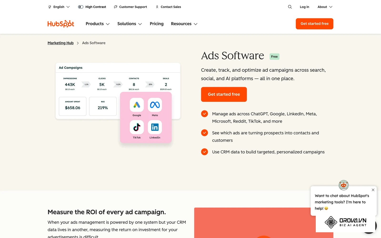 CRM-connected ad tools such as HubSpot's show where form submissions end up after the ad.