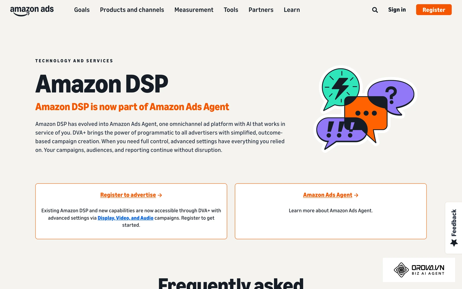 Amazon DSP product page, the programmatic route for buying Prime Video and Fire TV inventory at larger budgets.