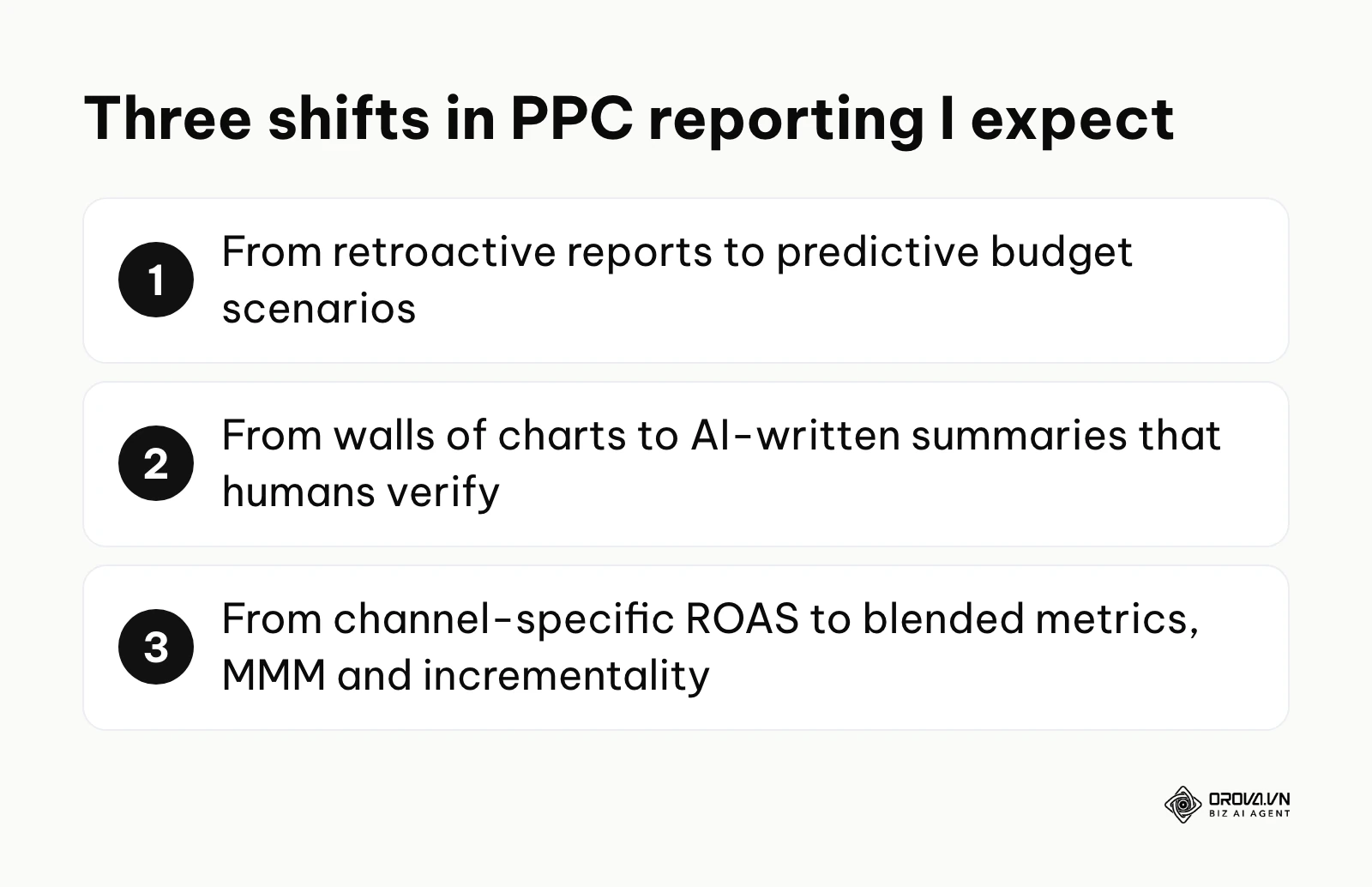 Summary of three expected shifts in PPC reporting