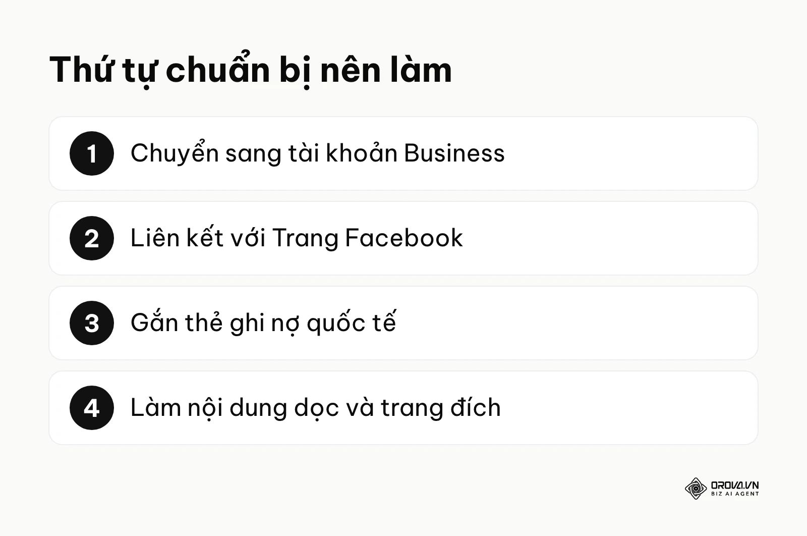 Thứ tự các bước chuẩn bị tài khoản trước khi chạy quảng cáo Instagram