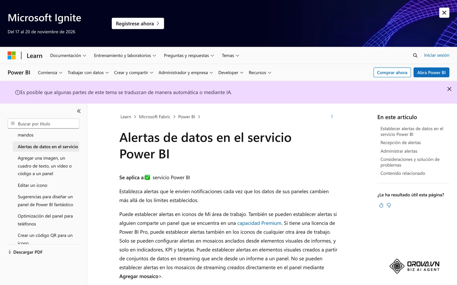 Panel de configuración de umbrales y notificaciones automáticas para indicadores clave.