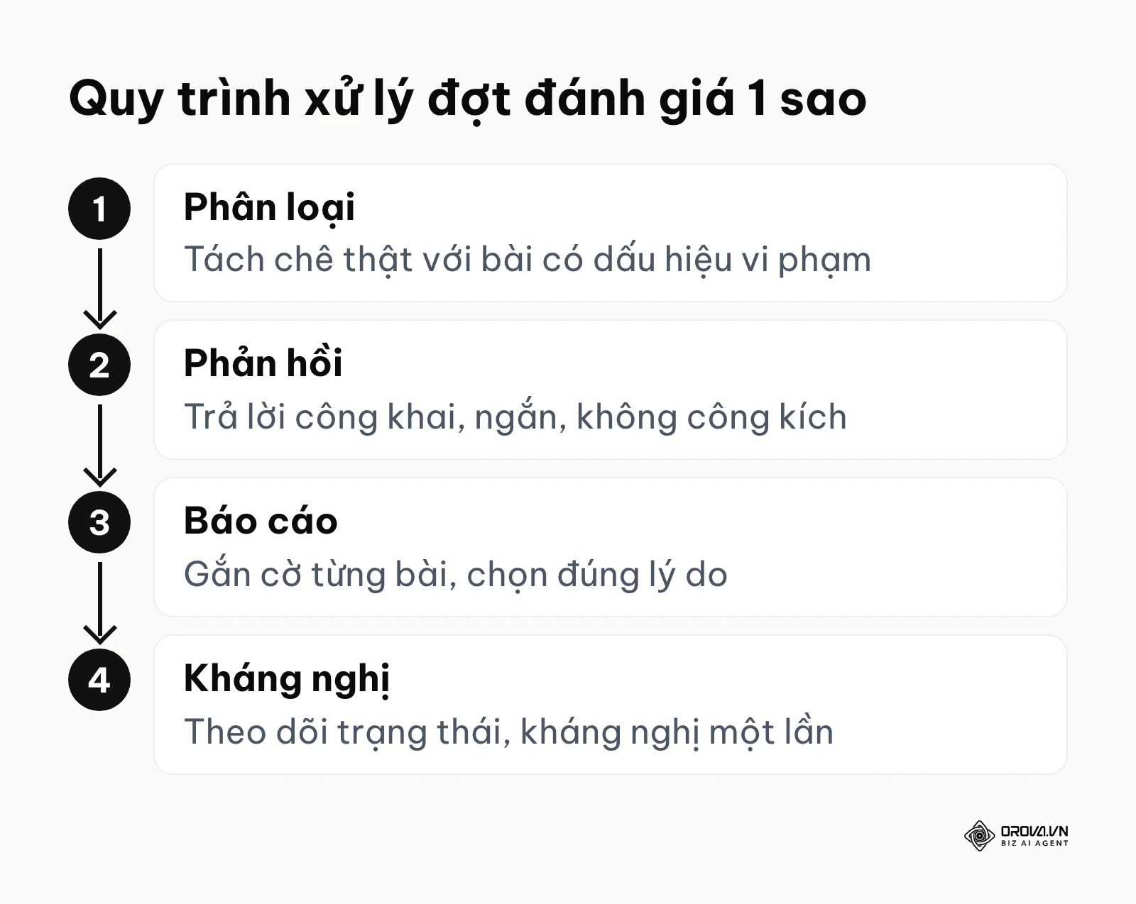 Sơ đồ 4 bước phân loại, phản hồi, báo cáo và kháng nghị đánh giá vi phạm