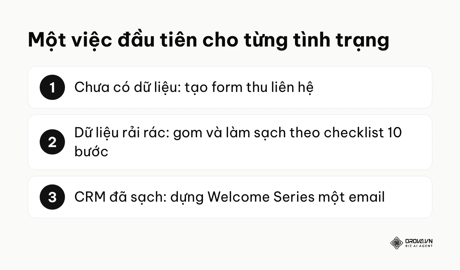 Ba điểm bắt đầu automation marketing theo tình trạng dữ liệu