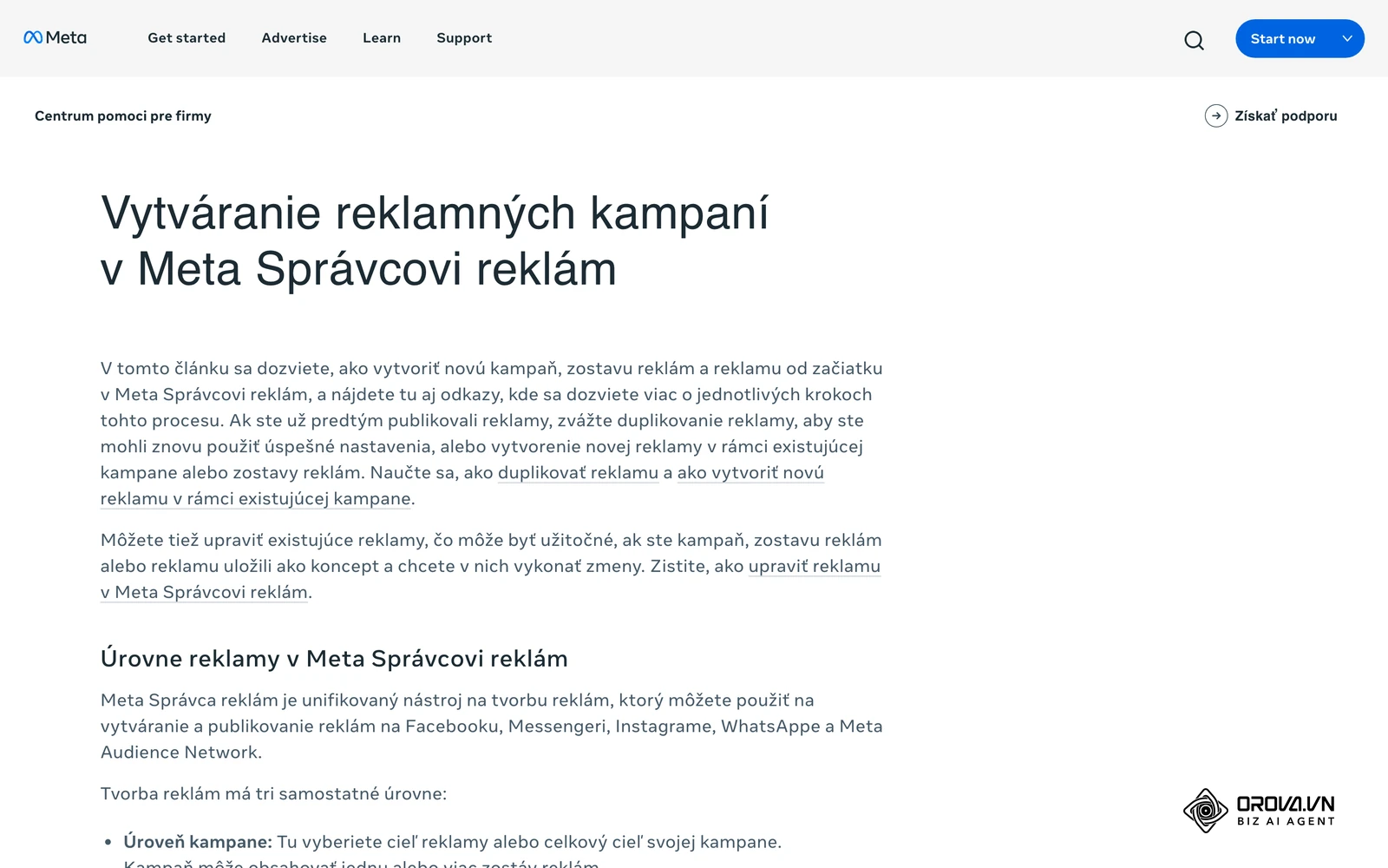 Pomocník Meta Business v slovenčine: Vytváranie reklamných kampaní v Meta Správcovi reklám – úrovne kampaň, zostava reklám a reklama.