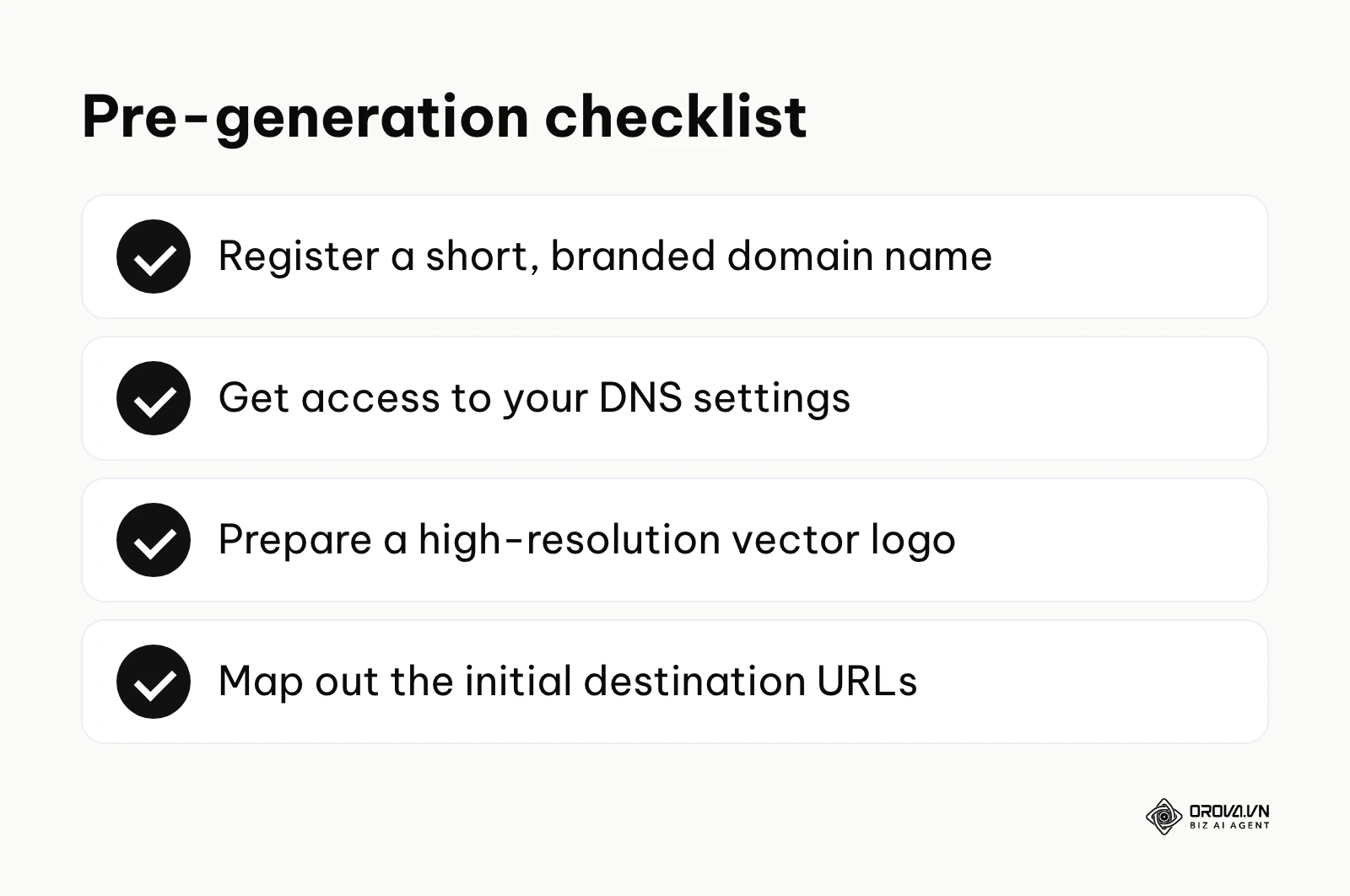 Checklist of items needed before generating a dynamic code.