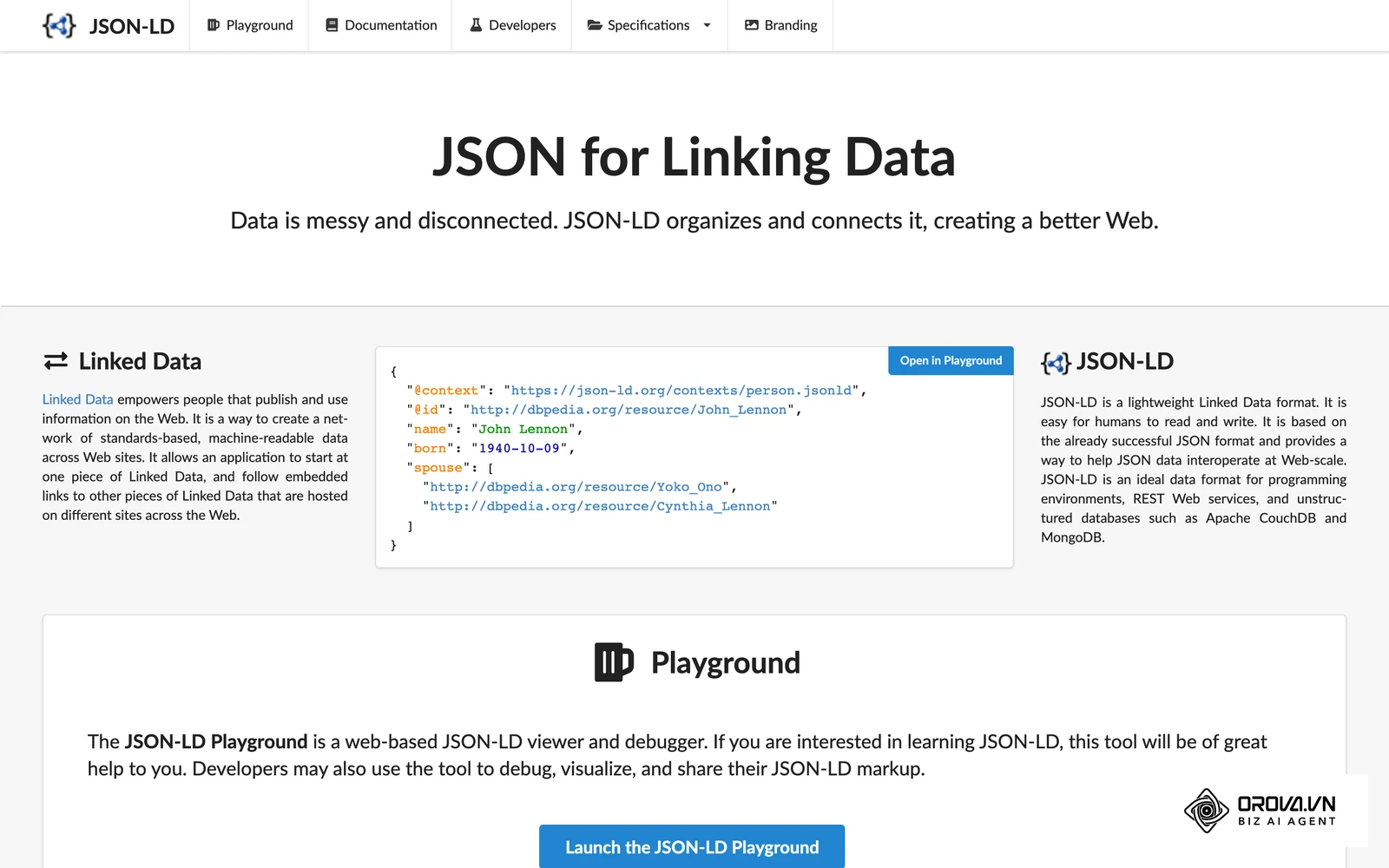 Trang chính thức của định dạng JSON-LD.