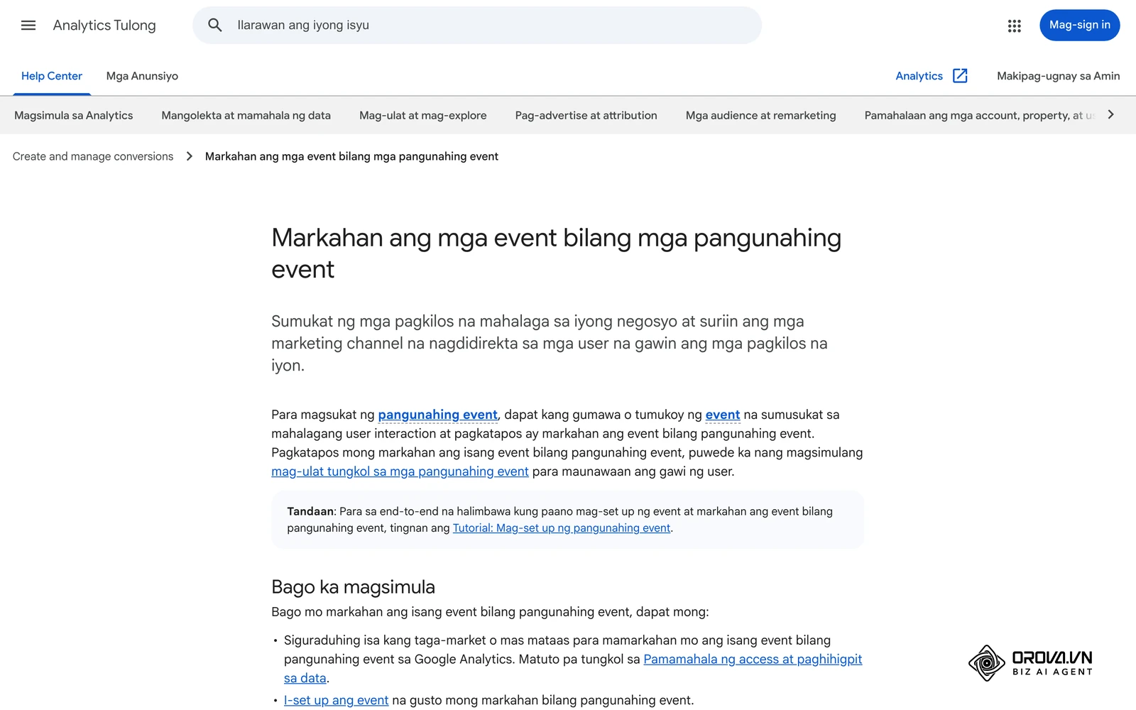 Tulong ng Google Analytics sa Filipino: paano markahan ang mga event bilang key event para mabilang bilang resulta sa GA4.