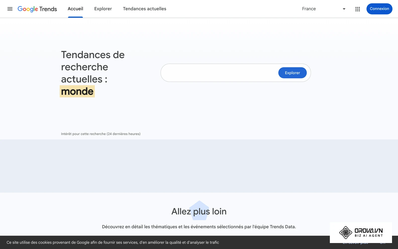 Plateforme Google Trends permettant de visualiser les évolutions relatives de requêtes dans le temps