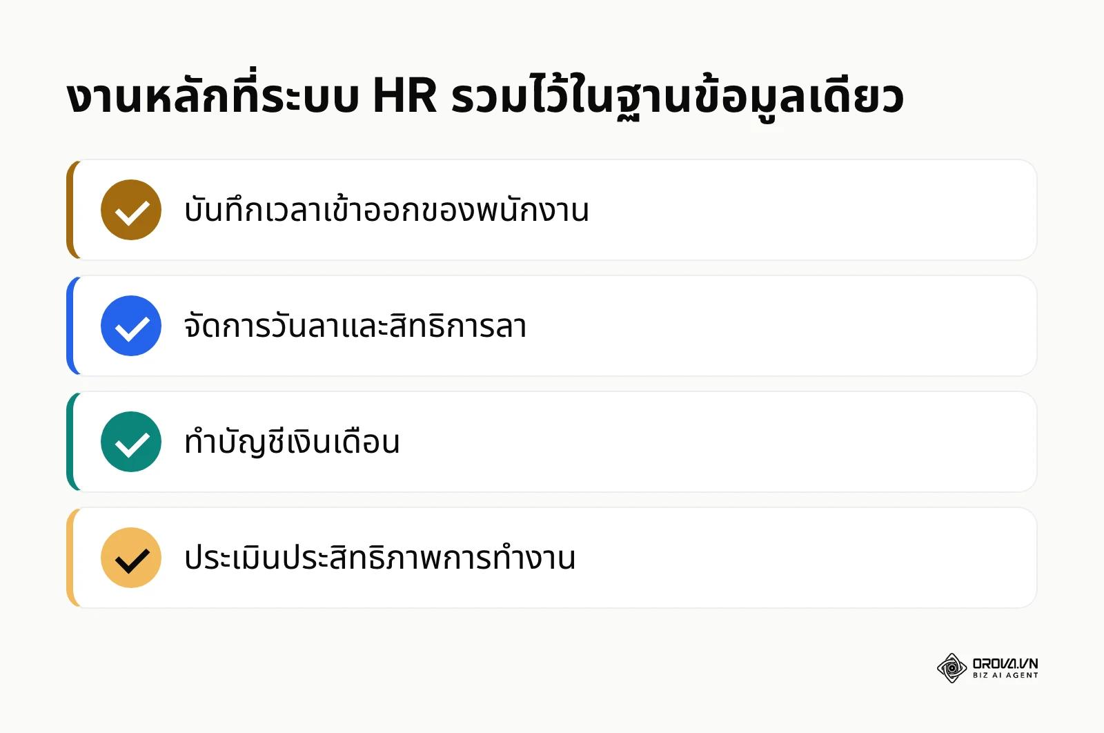 สรุปงานหลัก 4 ด้านที่ระบบ HR รวมไว้ในฐานข้อมูลชุดเดียว