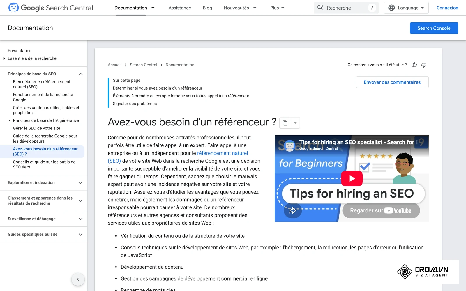 Le guide officiel de Google « Avez-vous besoin d'un spécialiste SEO ? » liste les questions à poser à un prestataire.