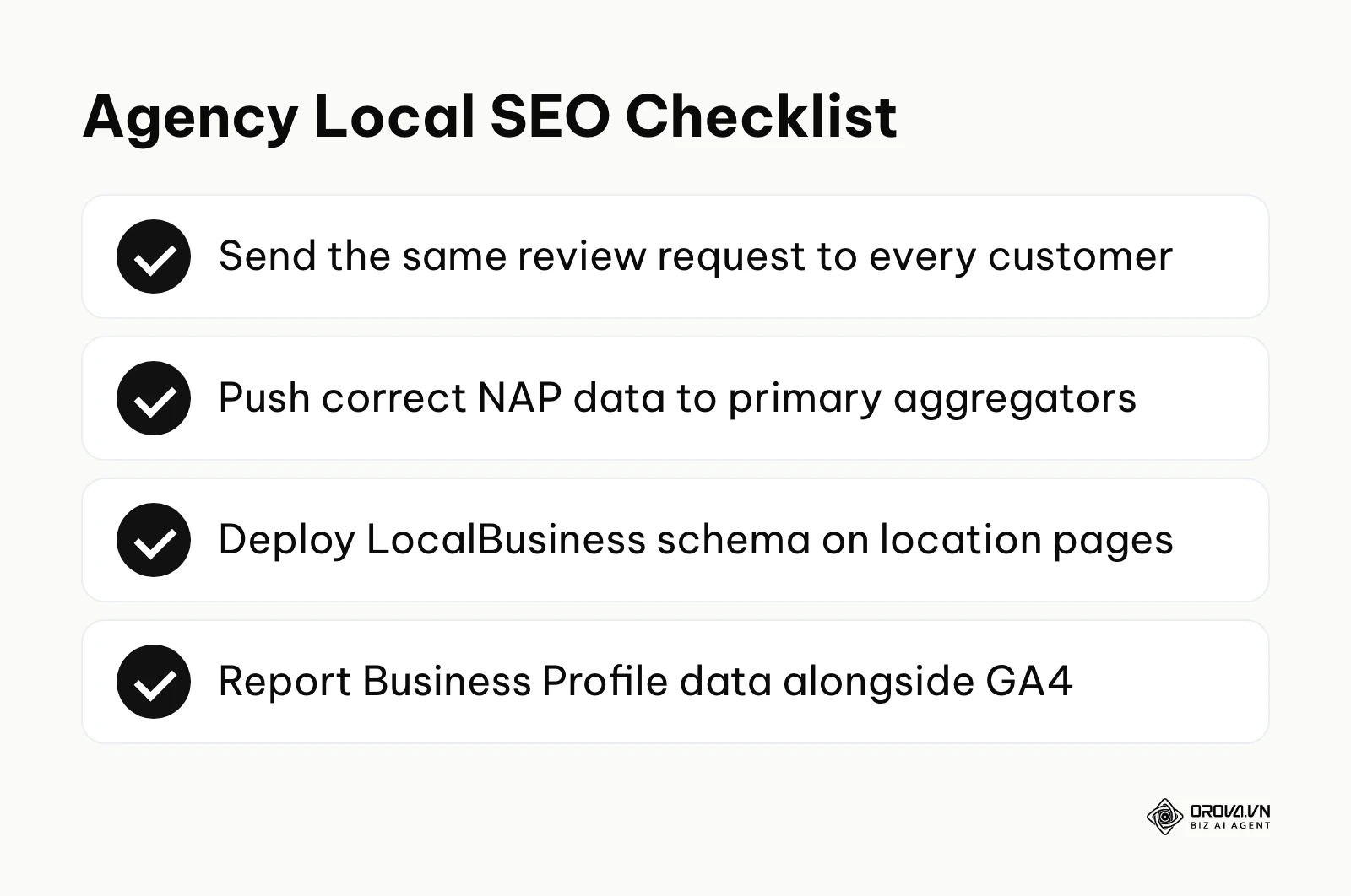 Checklist of local SEO tasks for agencies managing many locations