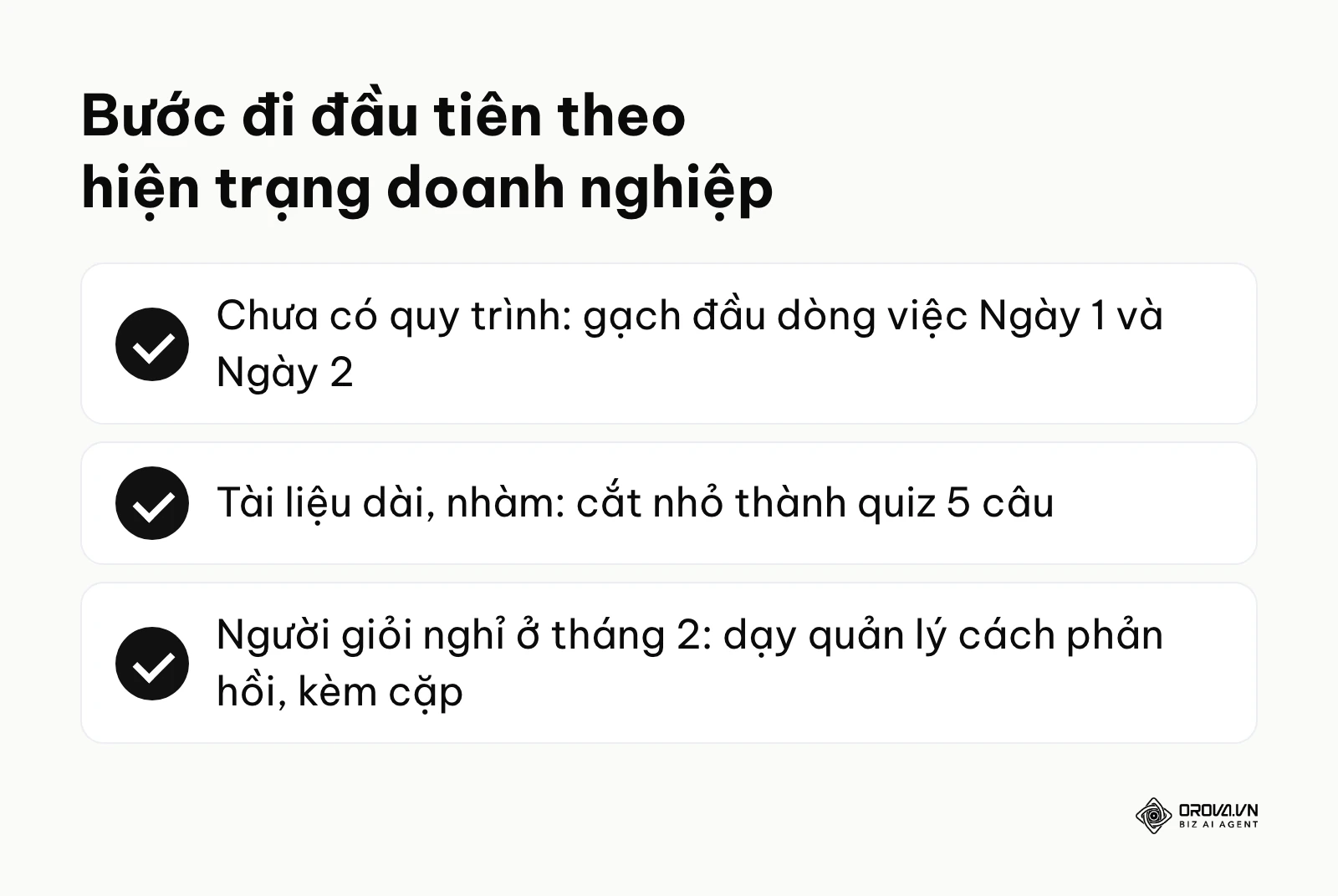 Các hành động ngay lập tức tùy theo tình trạng doanh nghiệp
