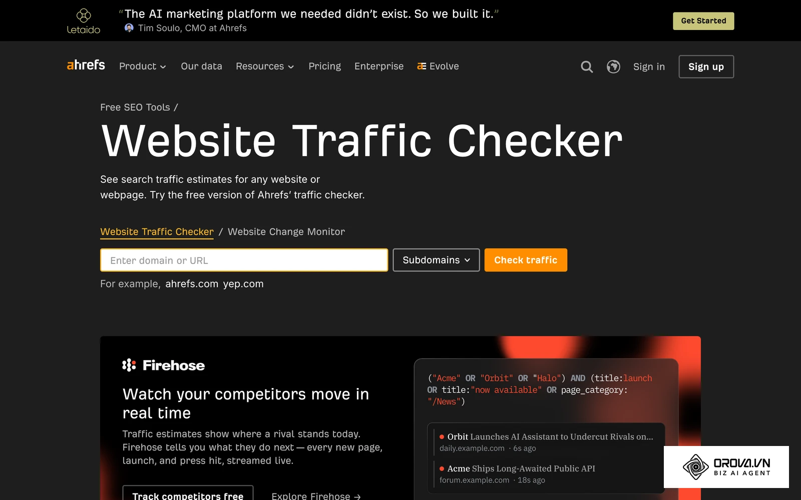 Third-party tools allow you to estimate the organic performance and search visibility of any competitor domain.
