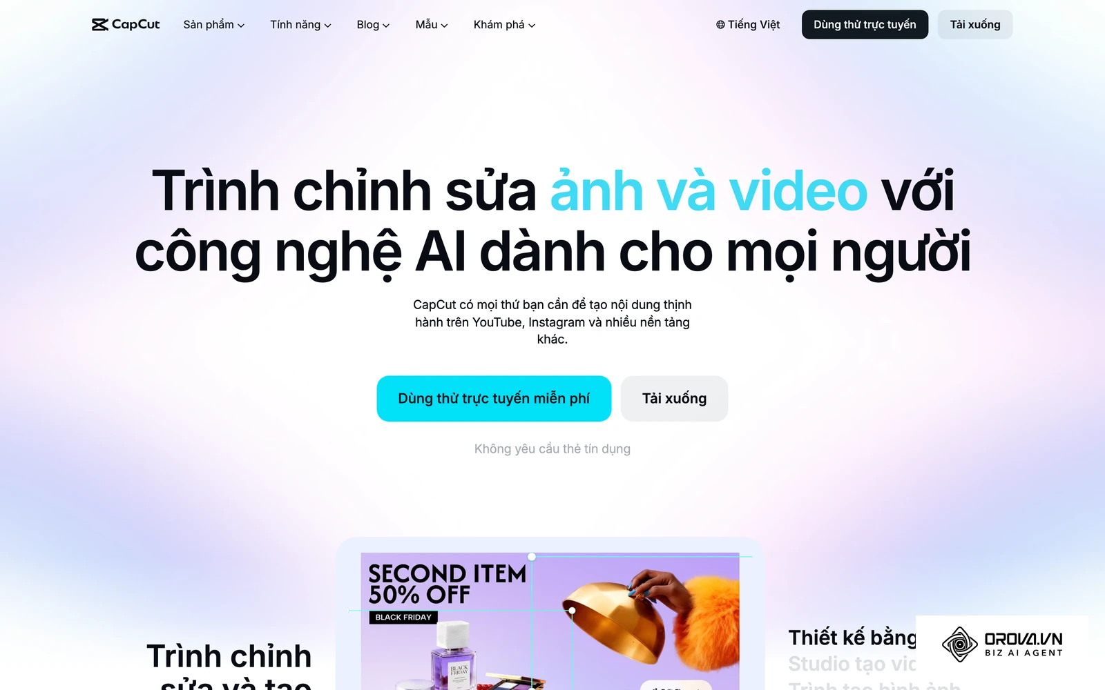 Trang chủ CapCut, công cụ dựng video ngắn phổ biến để cắt gọn phần mở đầu và chèn chữ, hiệu ứng.