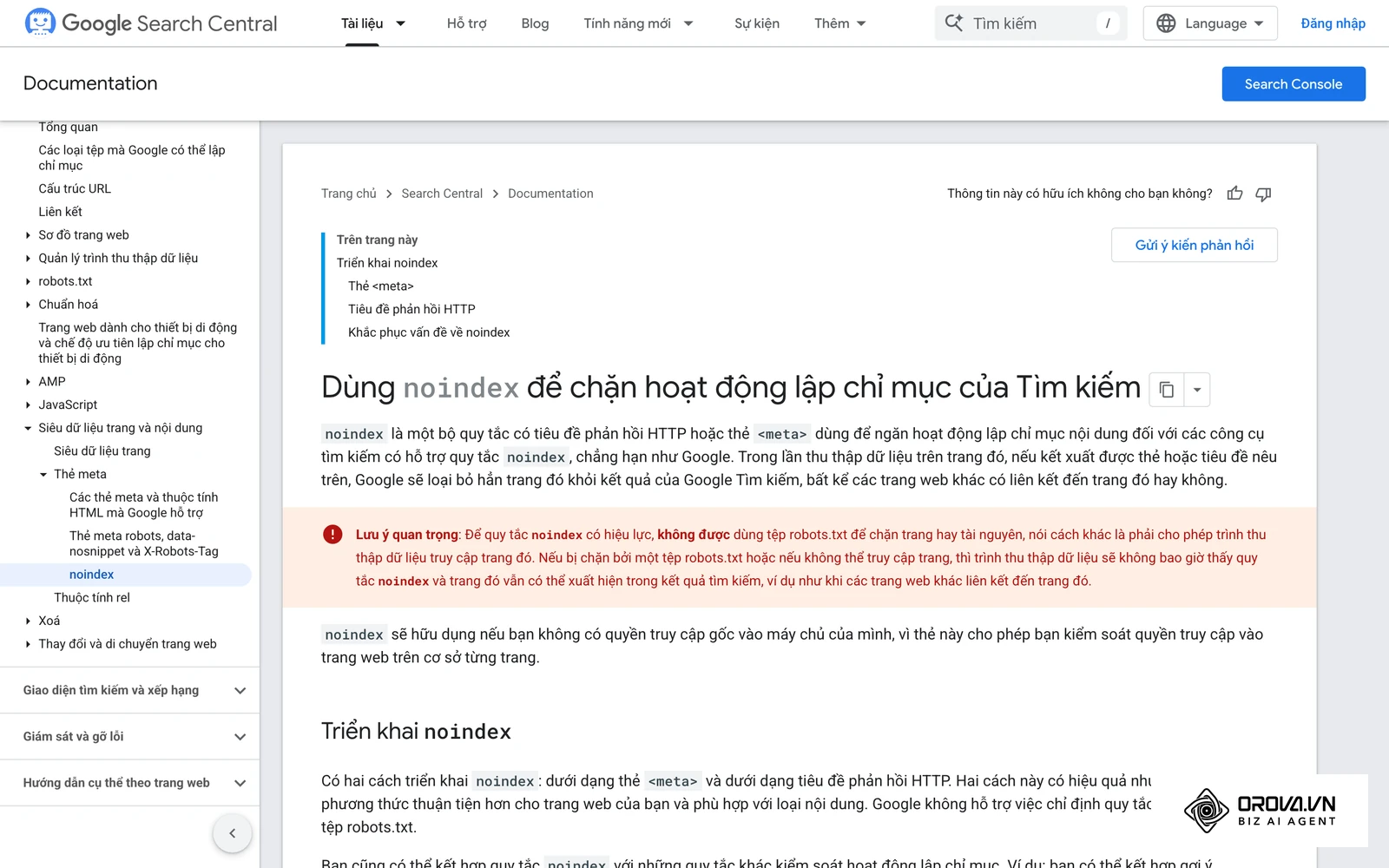 Thẻ meta robots là một đoạn mã HTML báo cho Googlebot biết chúng có được phép lập chỉ mục trang này hay không.