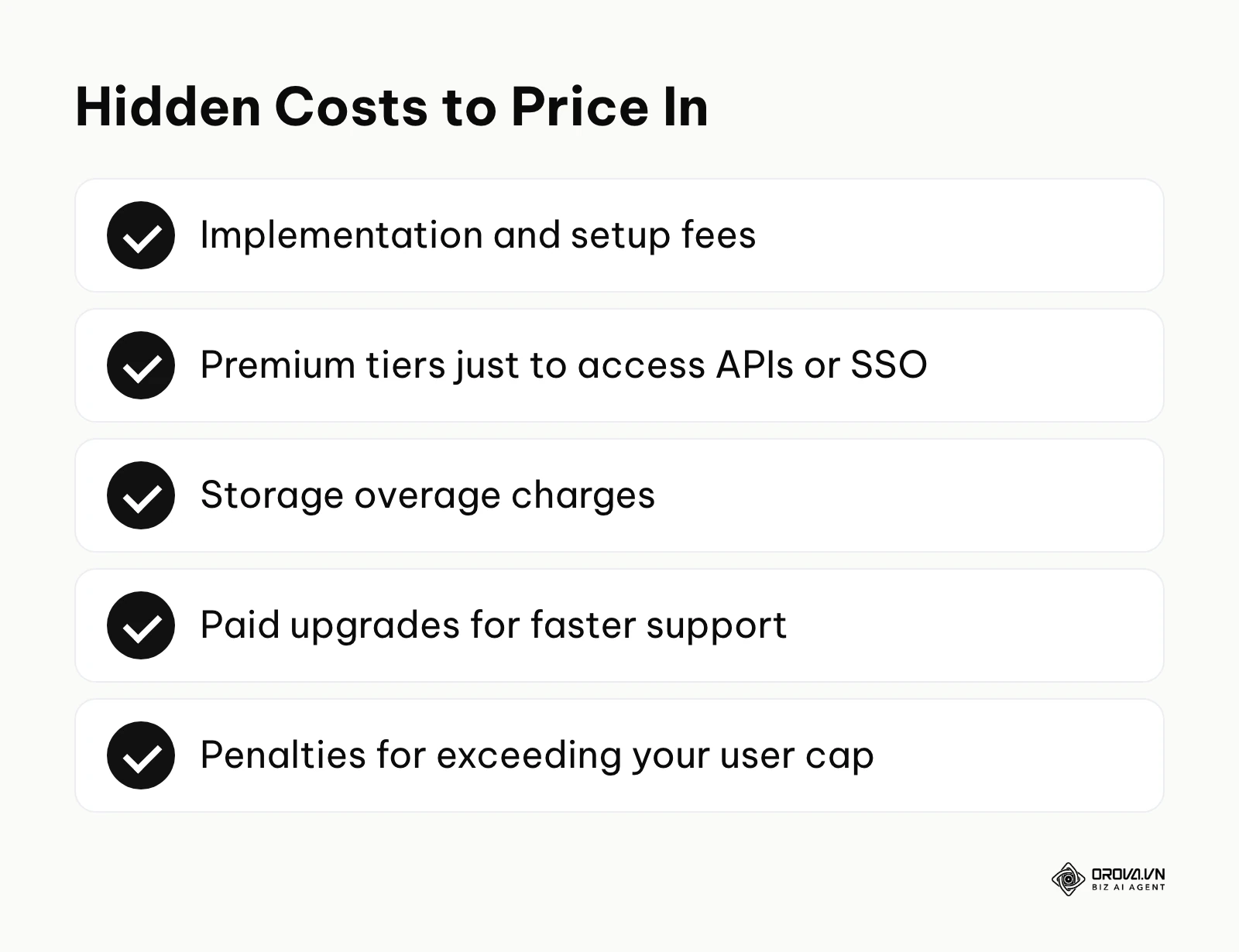 Checklist of hidden costs to include when pricing a SaaS learning management system