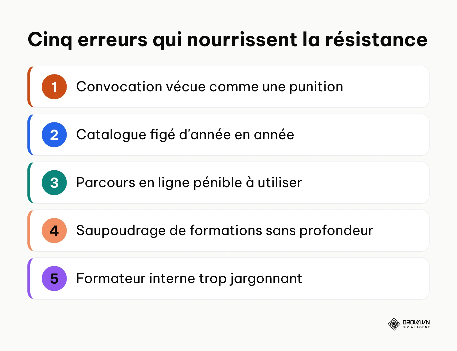 Les cinq erreurs fréquentes qui provoquent la résistance des salariés à la formation.
