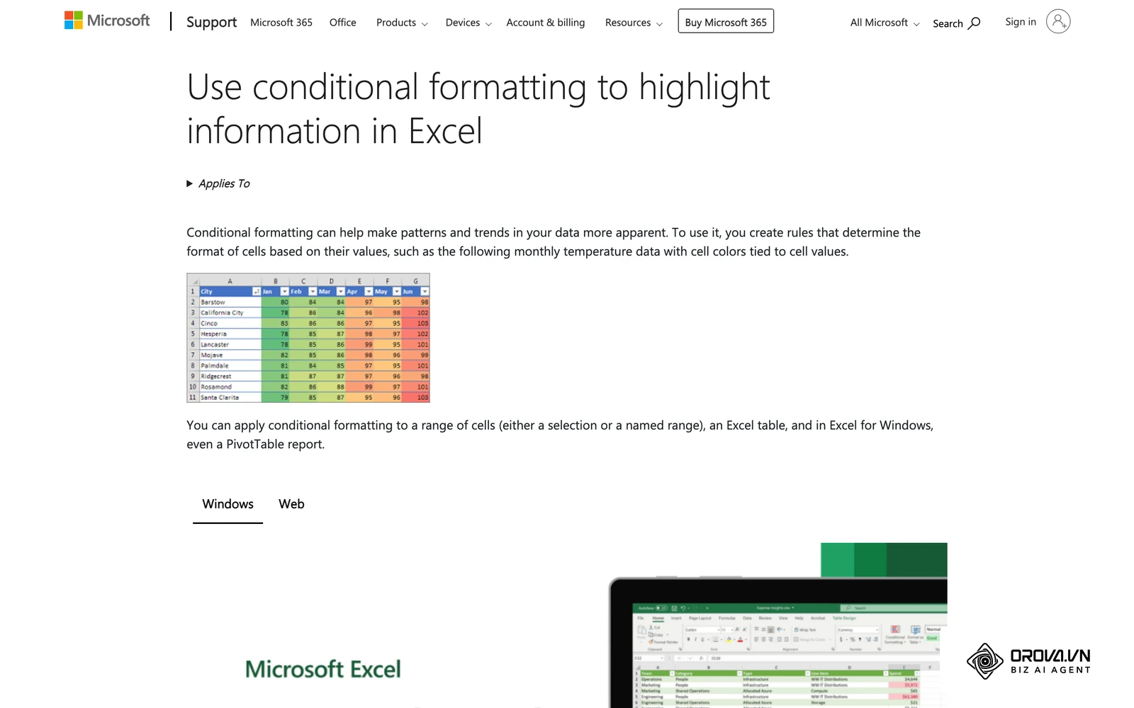 Halaman bantuan Microsoft tentang Conditional Formatting dalam Excel, digunakan untuk mewarnakan status kehadiran dan hari rehat.