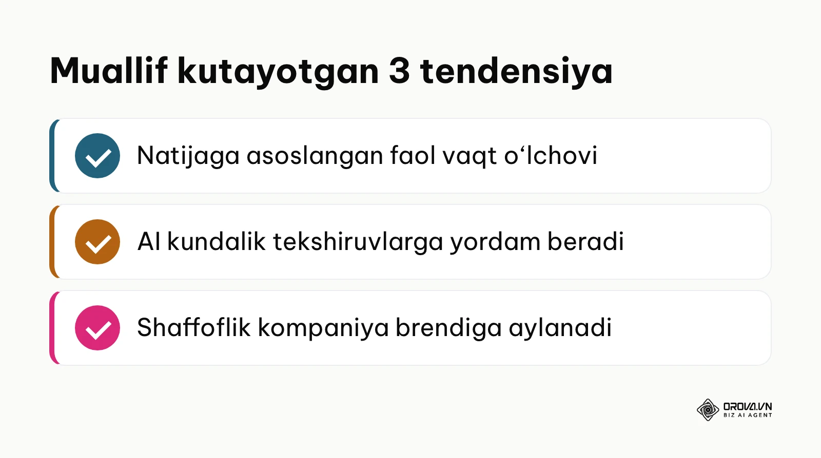 Ish vaqtini hisobga olishdagi uchta tendensiya bo‘yicha muallif fikri