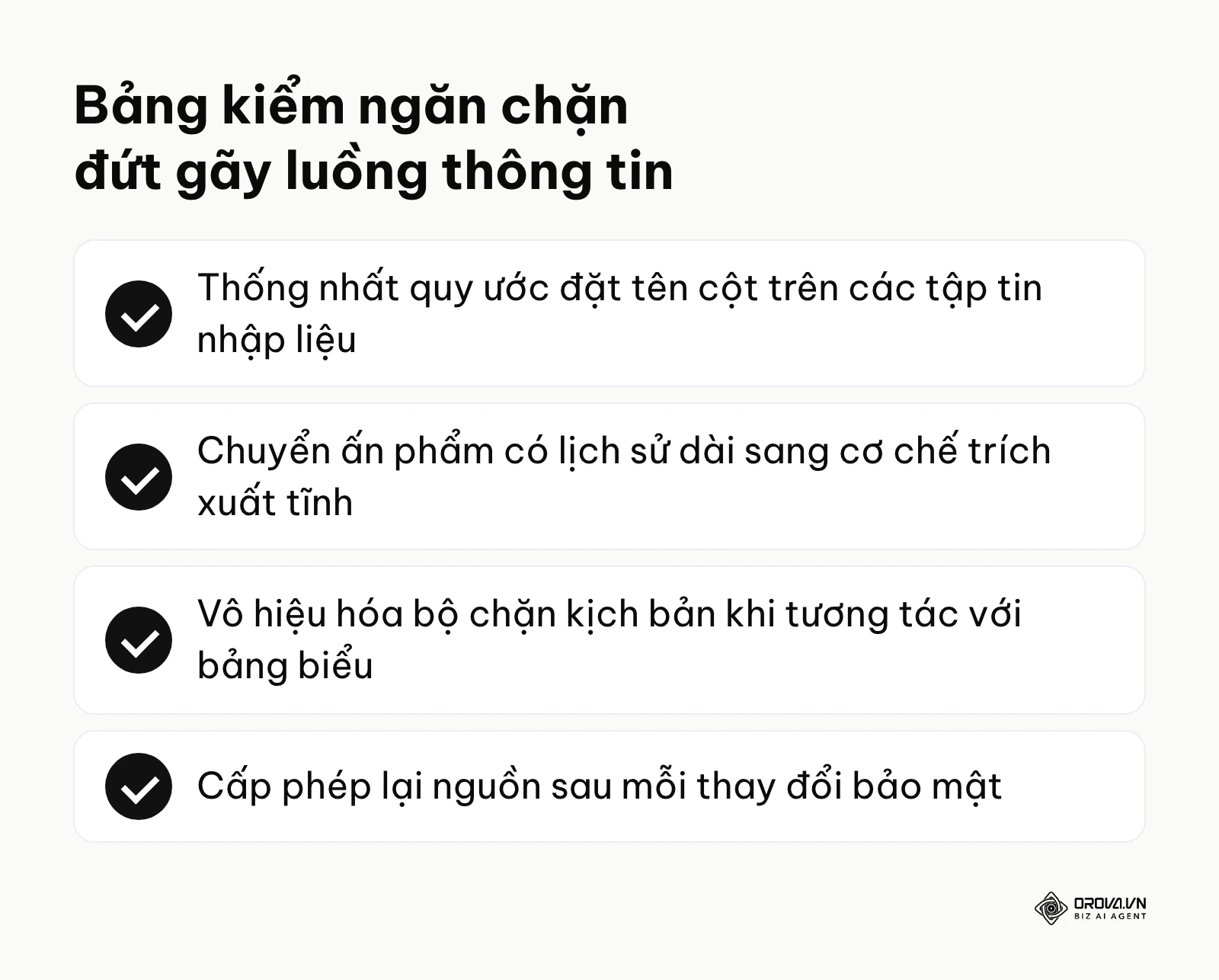 Danh sách các thao tác định kỳ cần thực hiện để giữ luồng thông tin thông suốt