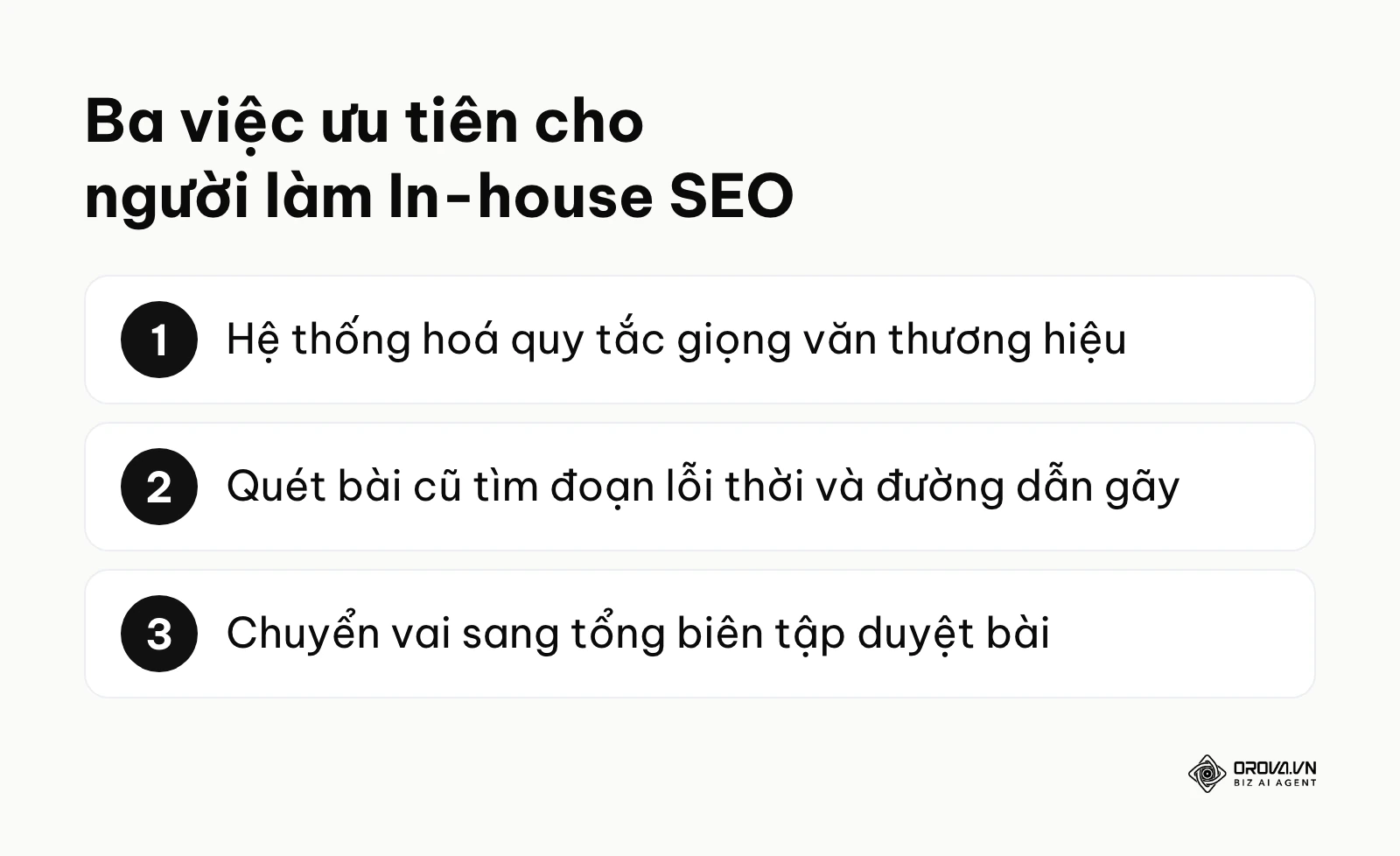 Ba việc ưu tiên khi người làm SEO nội bộ bắt đầu dùng AI Agent.