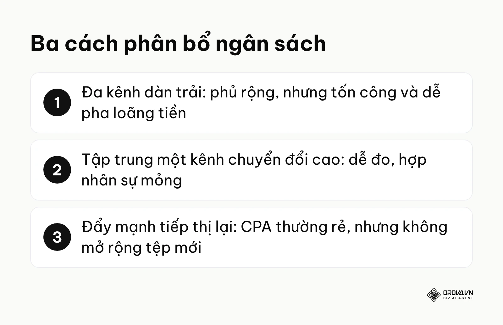Tóm tắt ba chiến lược phân bổ ngân sách quảng cáo