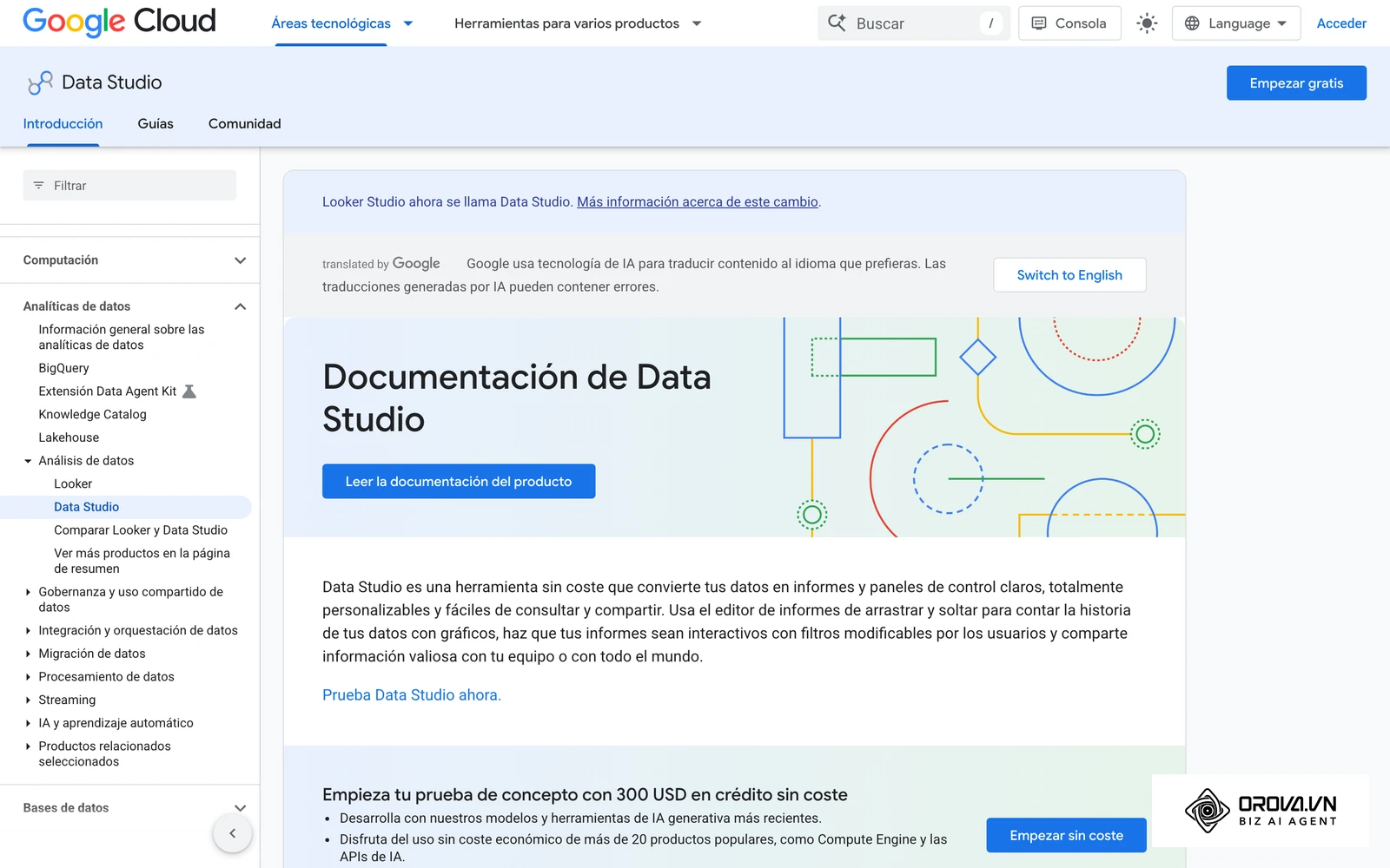 Documentación de Data Studio (antes Looker Studio), una opción sin coste para construir paneles.