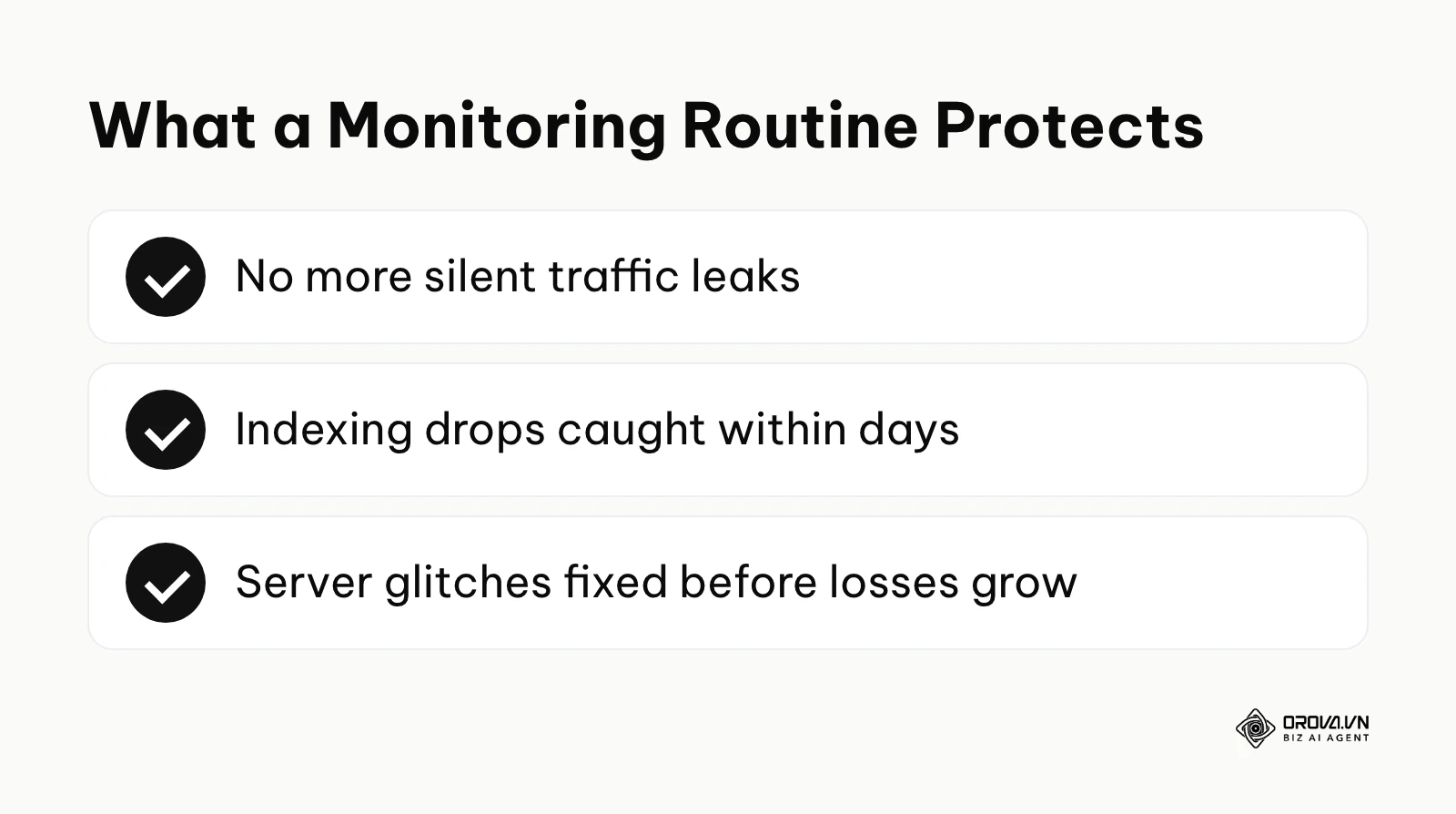 Summary of the business risks a regular Search Console review prevents