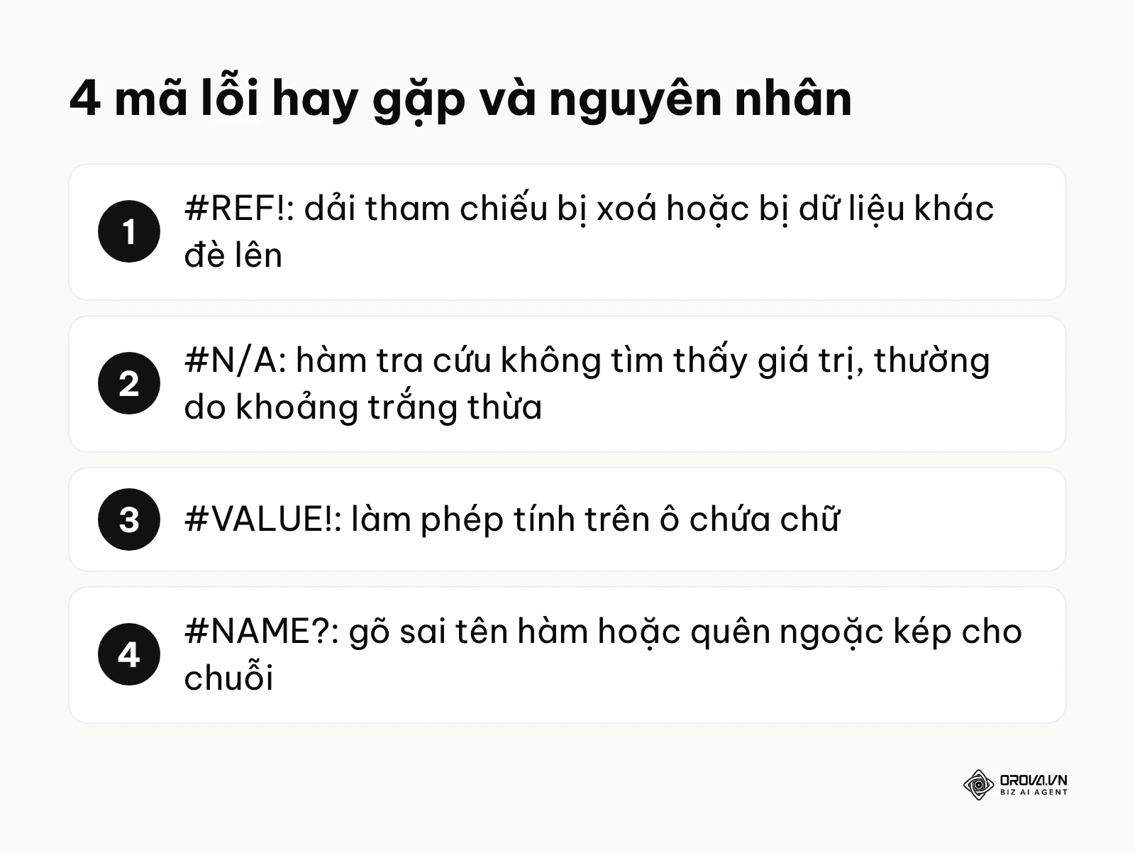 Danh sách tóm tắt các mã lỗi phổ biến thường gặp trong Google Sheets và nguyên nhân cốt lõi