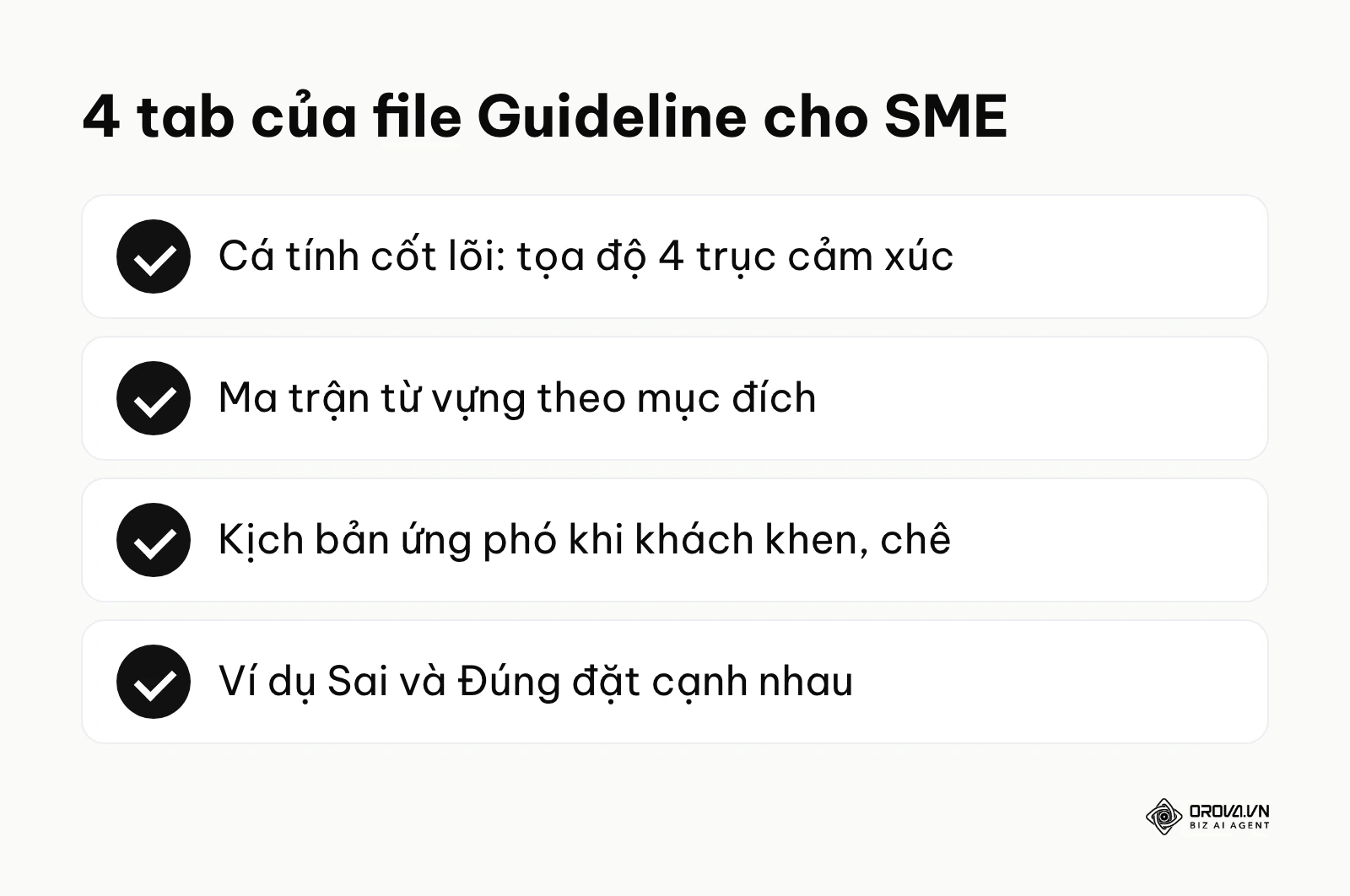 Bốn tab cơ bản trong file Google Sheets quy chuẩn giọng điệu cho SME