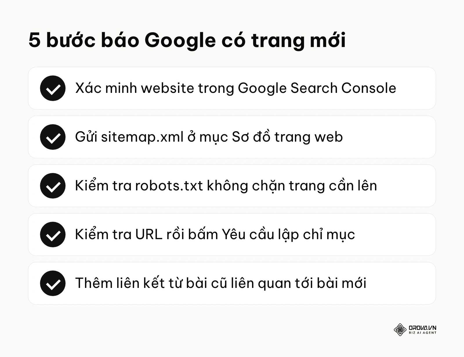 Danh sách 5 bước báo cho Google biết website có trang mới
