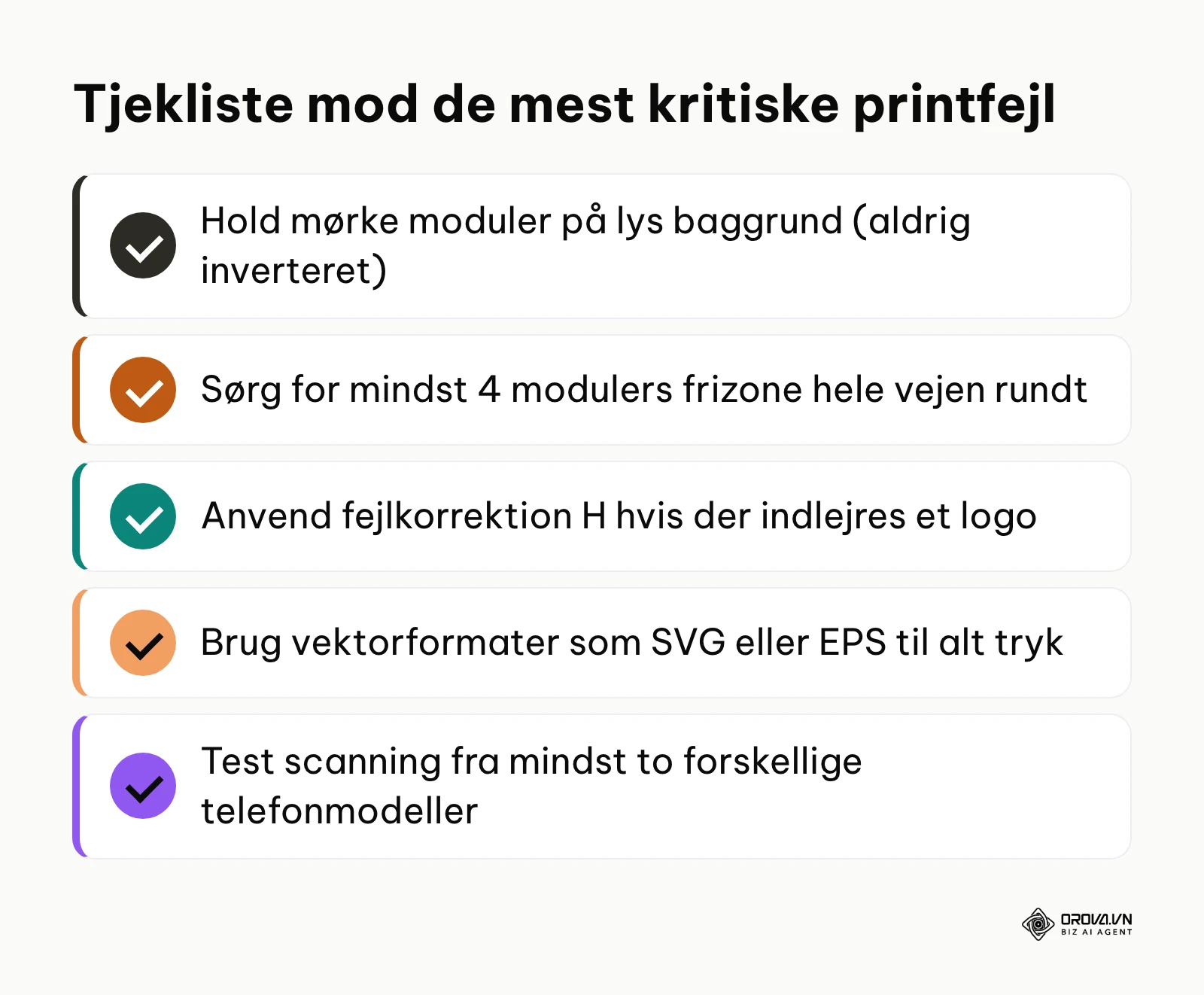 Tjekliste over tekniske krav til QR-kodedesign før trykning