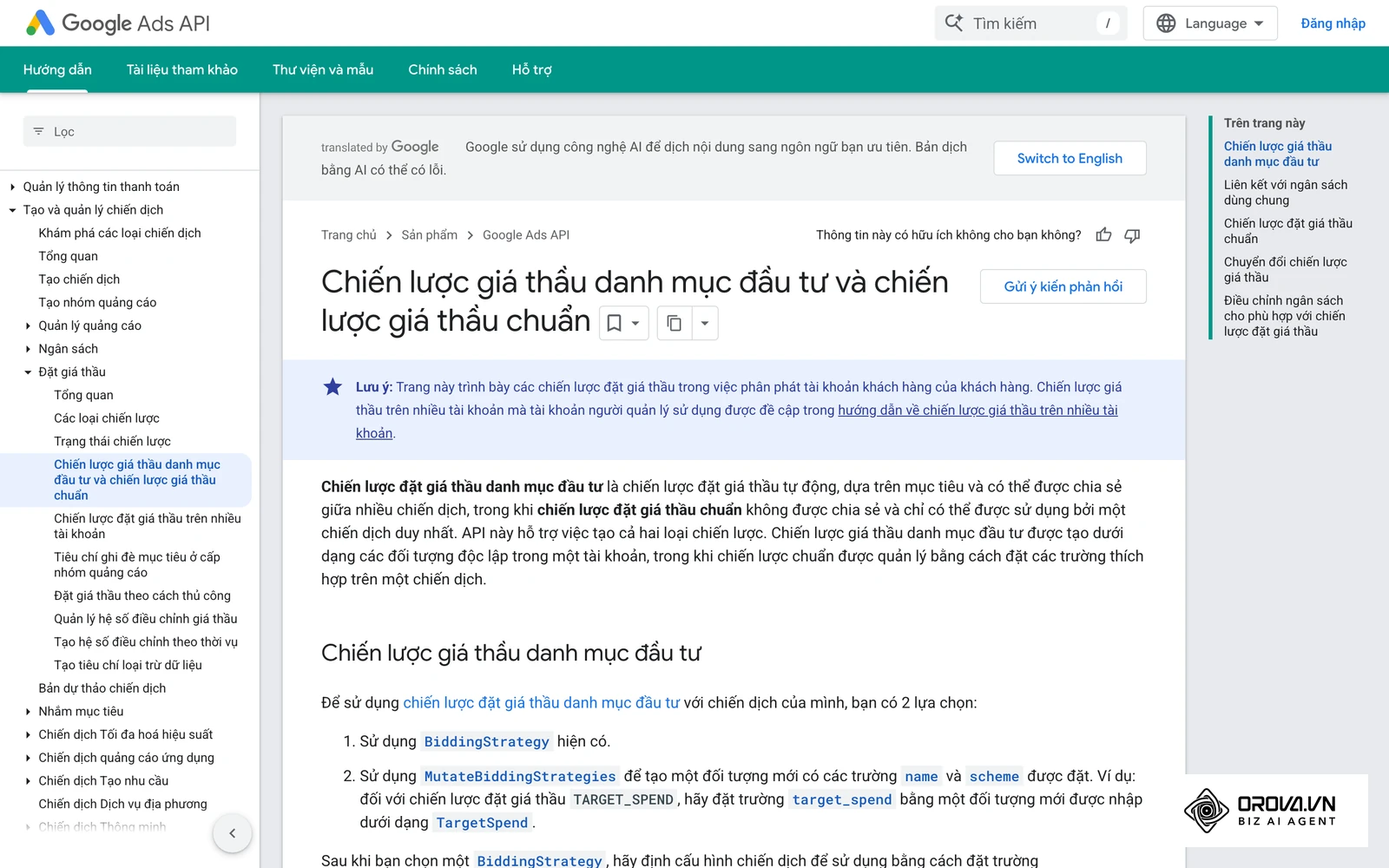 Tài liệu chính thức của Google Ads về chiến lược giá thầu danh mục đầu tư và chiến lược giá thầu chuẩn.