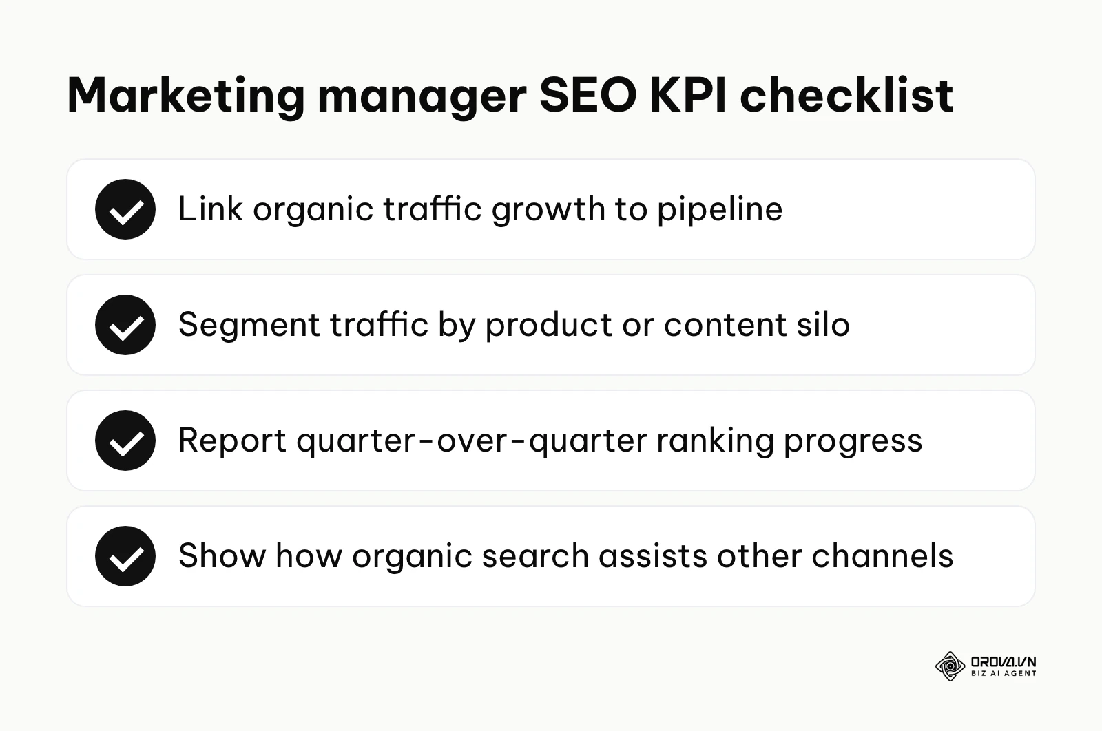 Checklist for in-house marketing managers reporting SEO KPIs