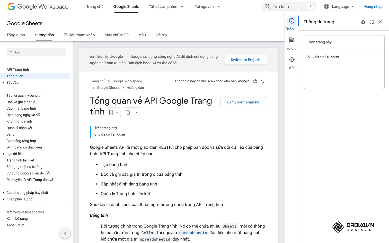 Tài liệu về cách các hệ thống đọc và ghi dữ liệu vào Google Sheets qua API.
