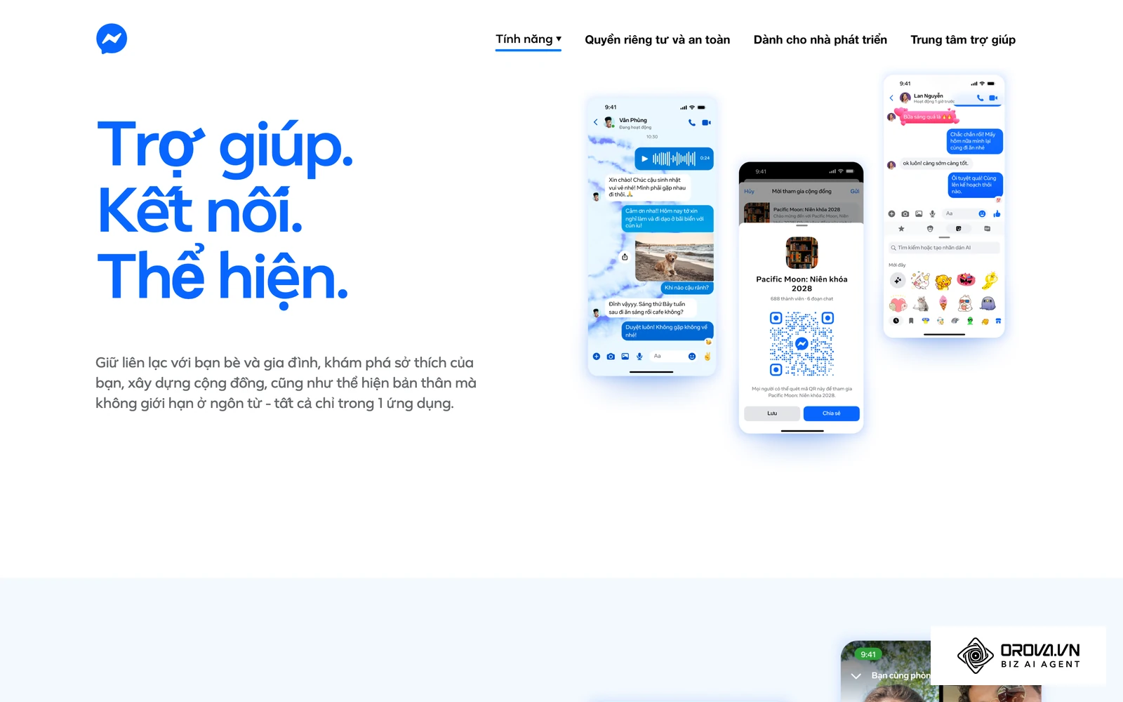 Trang tính năng Messenger: nơi khách trò chuyện với Trang sau khi bấm quảng cáo.