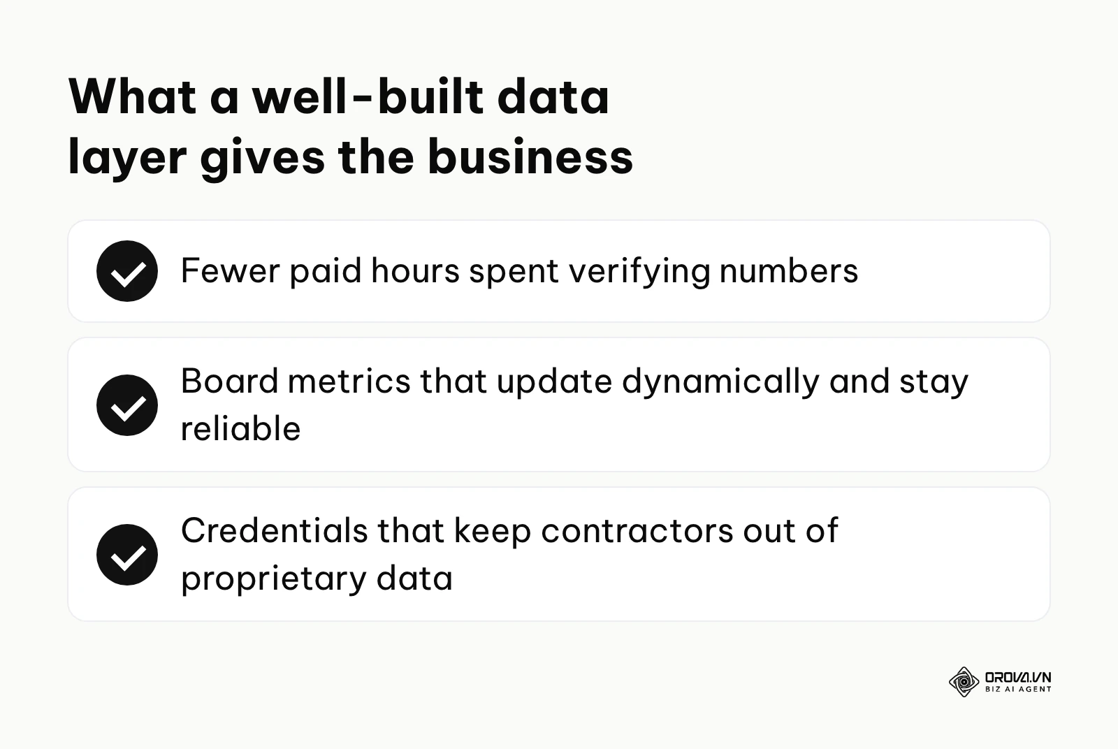 Checklist of business benefits from optimized Looker Studio data connections