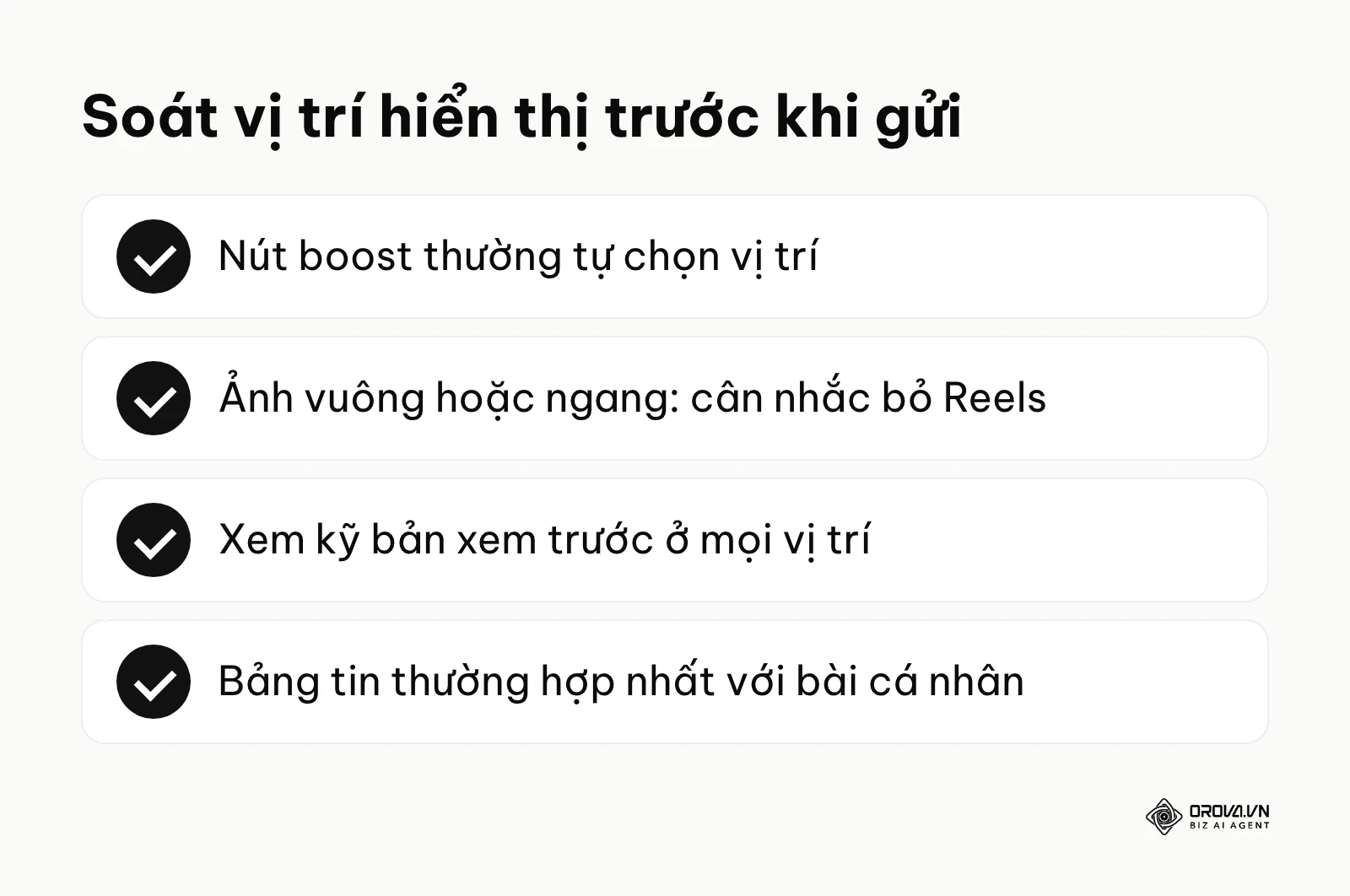 Danh sách 4 việc cần soát ở phần vị trí hiển thị khi boost bài từ trang cá nhân