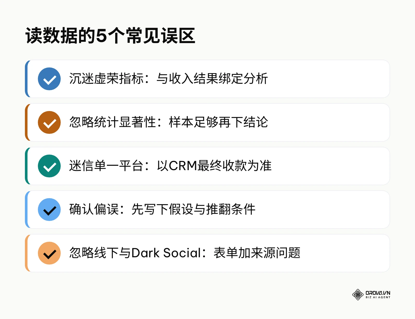 总结读营销数据时最常见的5个误区及对应的纠正方法。