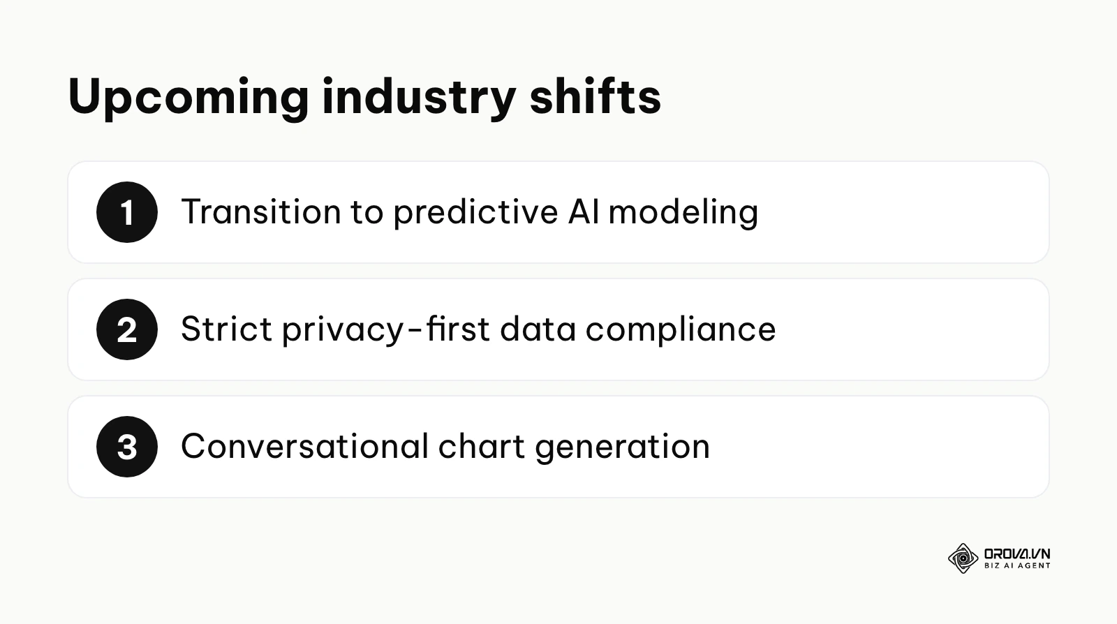 A numbered list of three upcoming trends in marketing analytics.