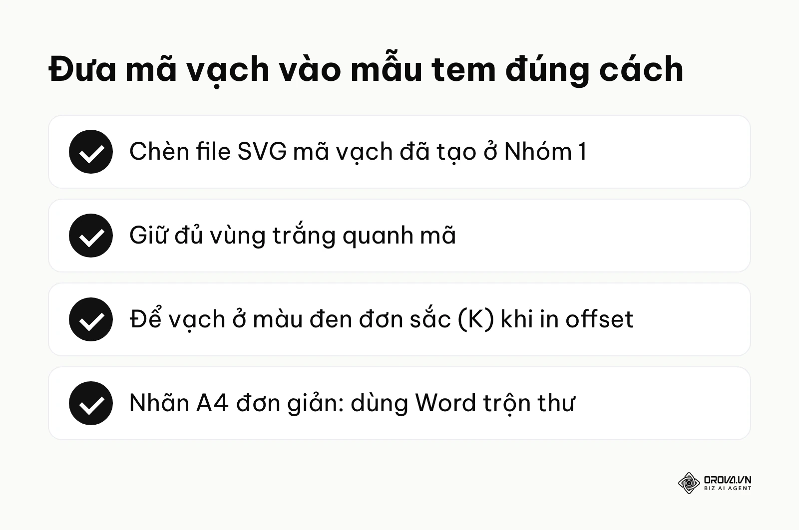 Danh sách 4 lưu ý khi chèn mã vạch vào mẫu tem nhãn trên Canva, Labeljoy hoặc Word.